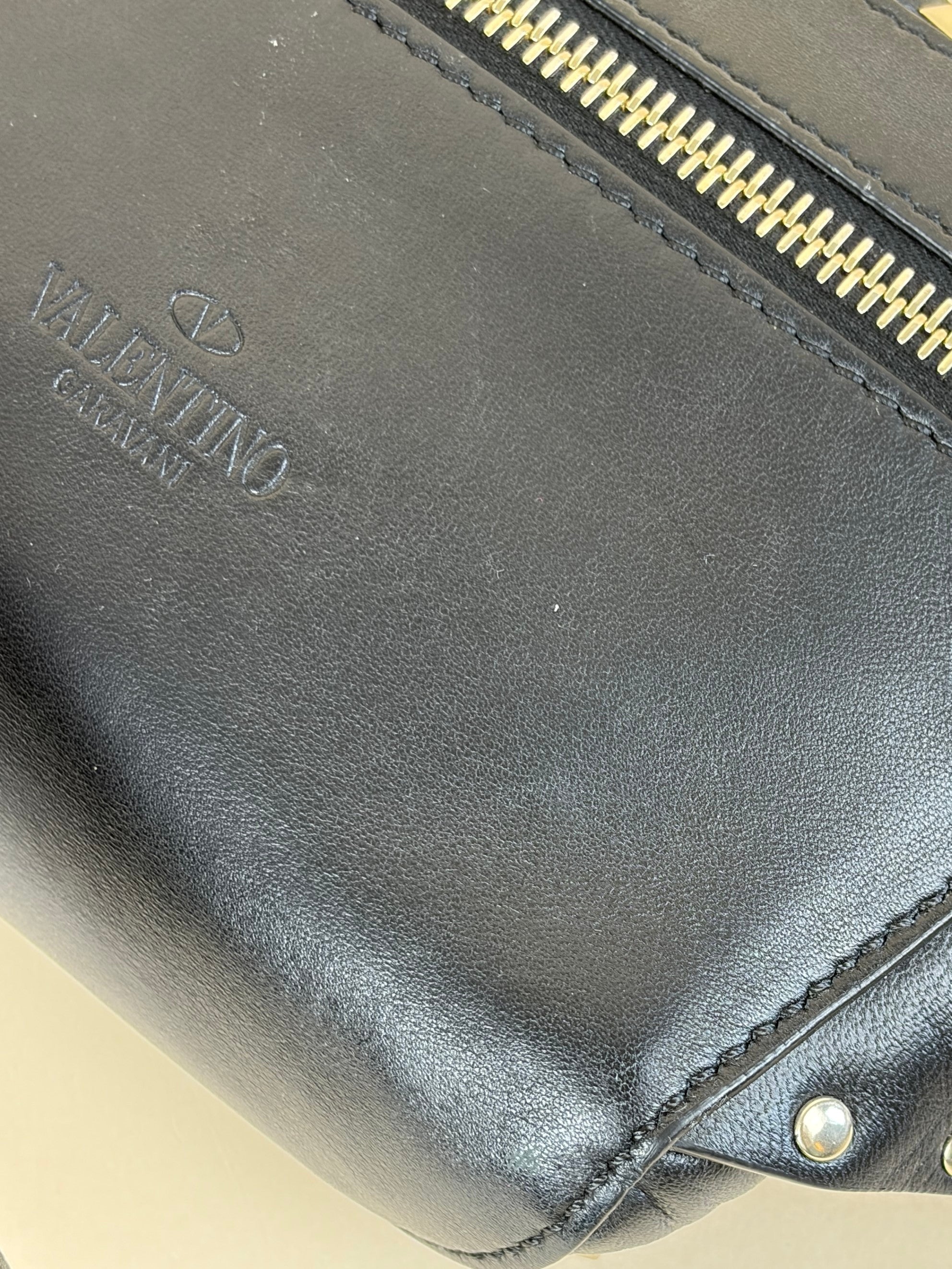 Valentino Black VLTN Rockstud Spike Belt Bag