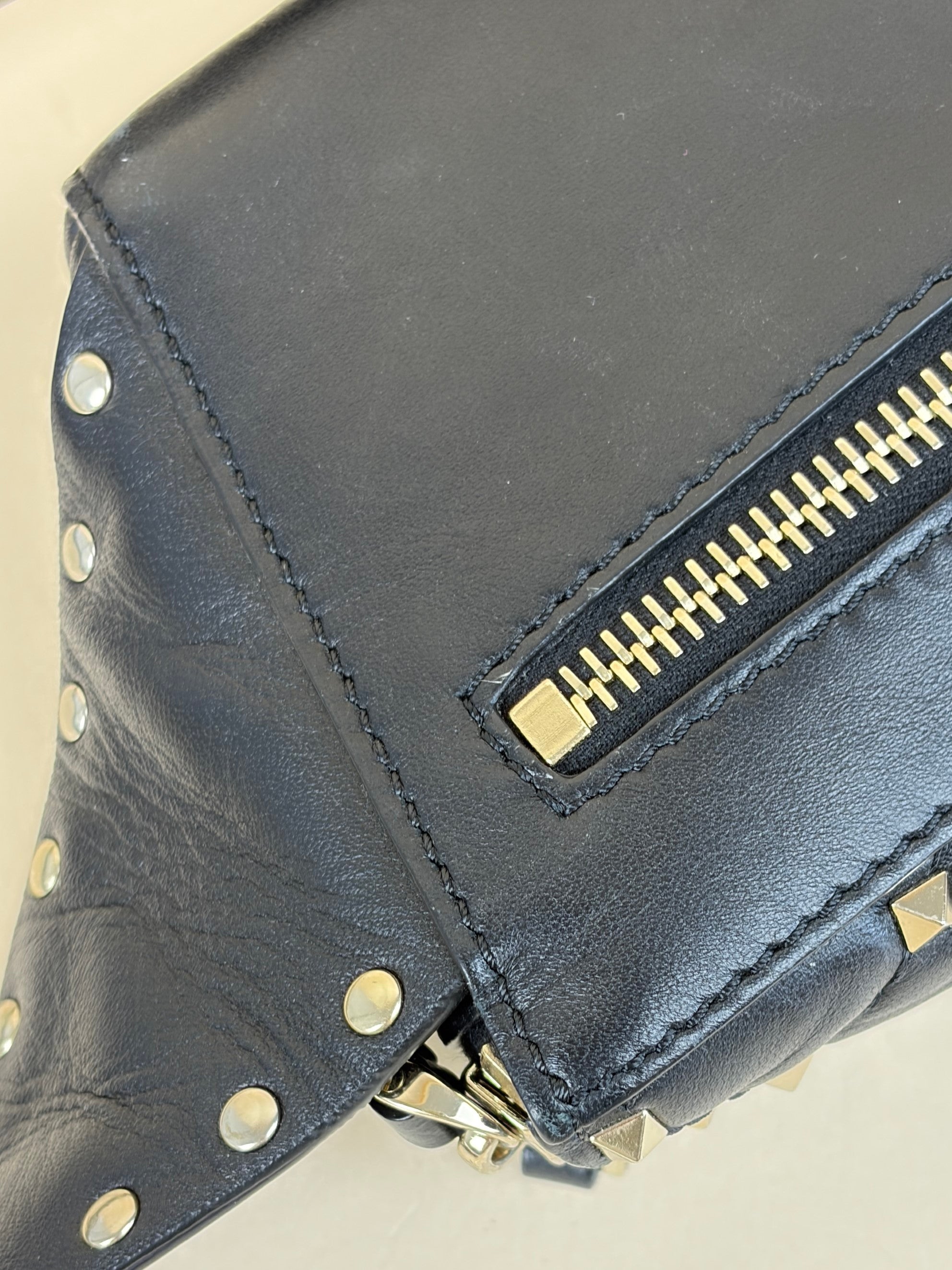 Valentino Black VLTN Rockstud Spike Belt Bag