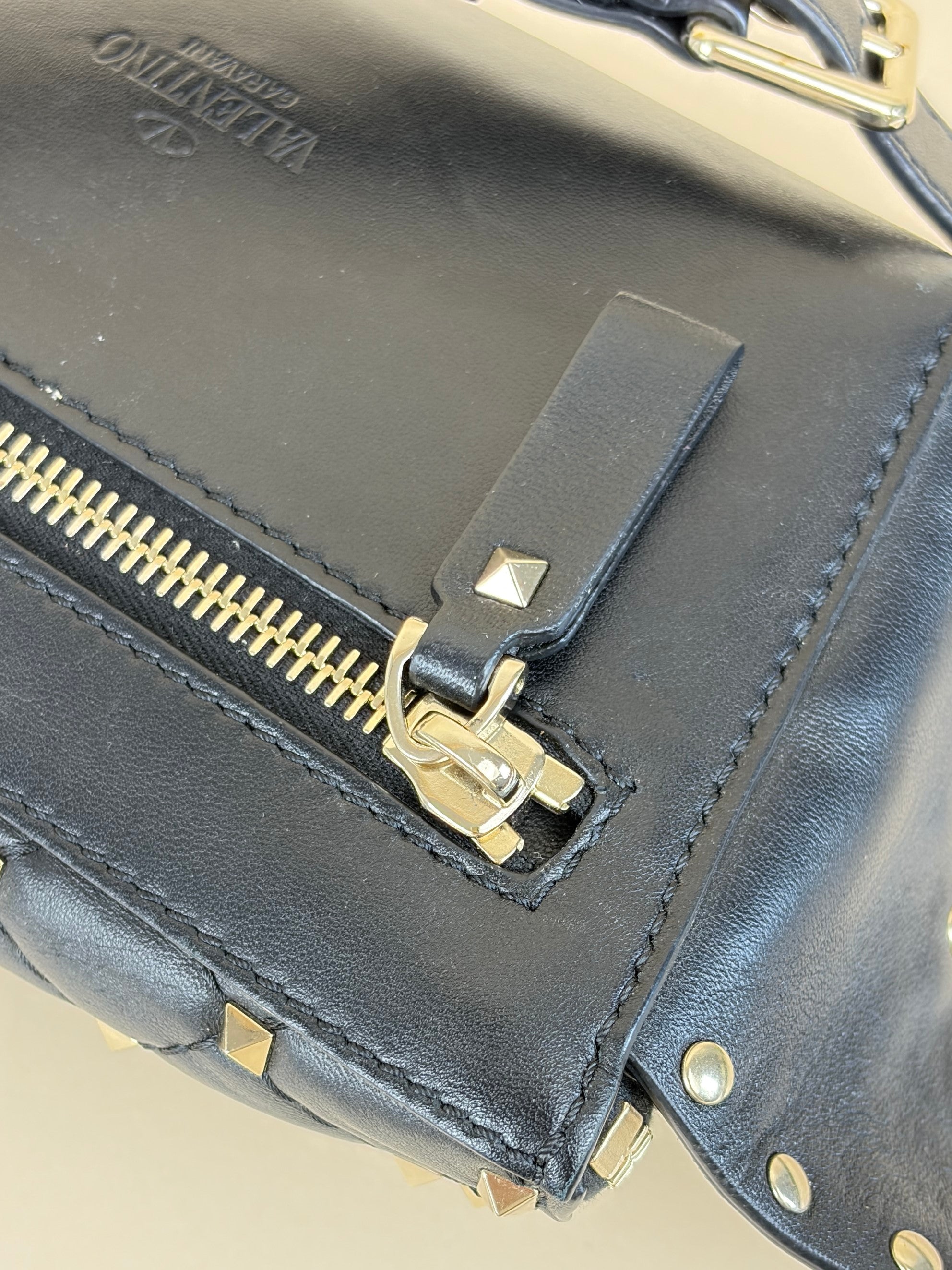 Valentino Black VLTN Rockstud Spike Belt Bag