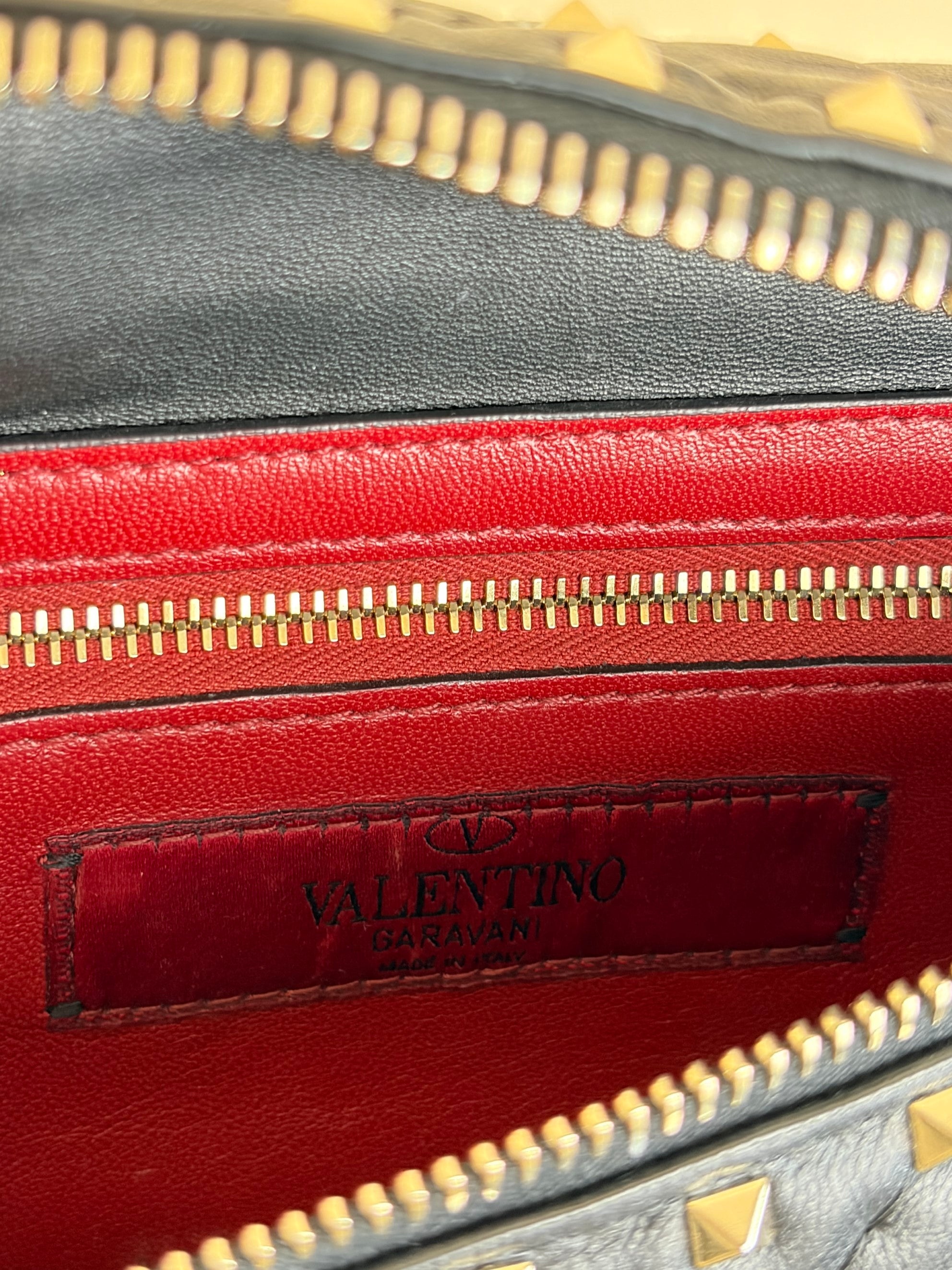 Valentino Black VLTN Rockstud Spike Belt Bag