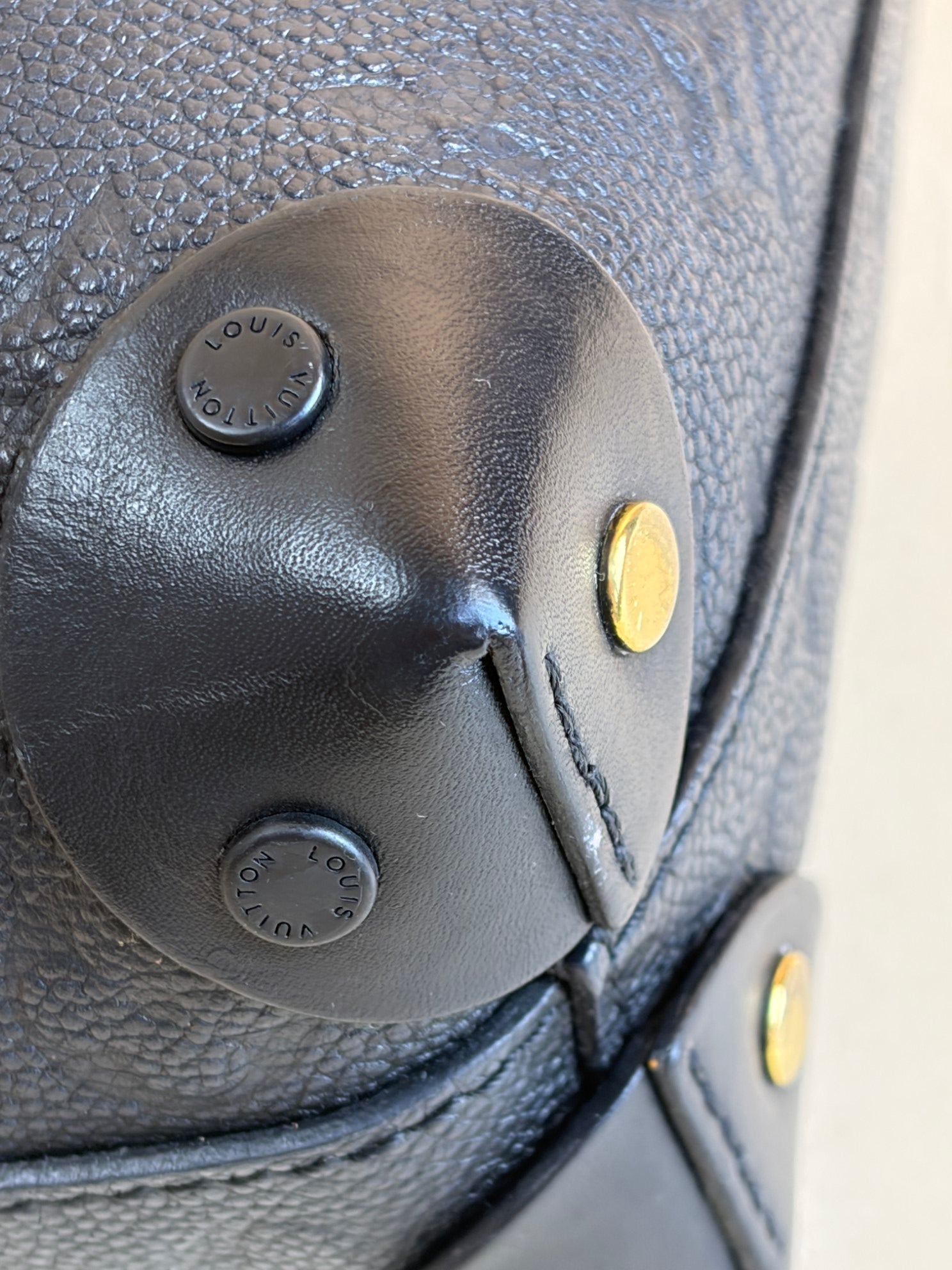 Louis Vuitton Black Monogram Petite Malle Souple Empreinte Tote Bag