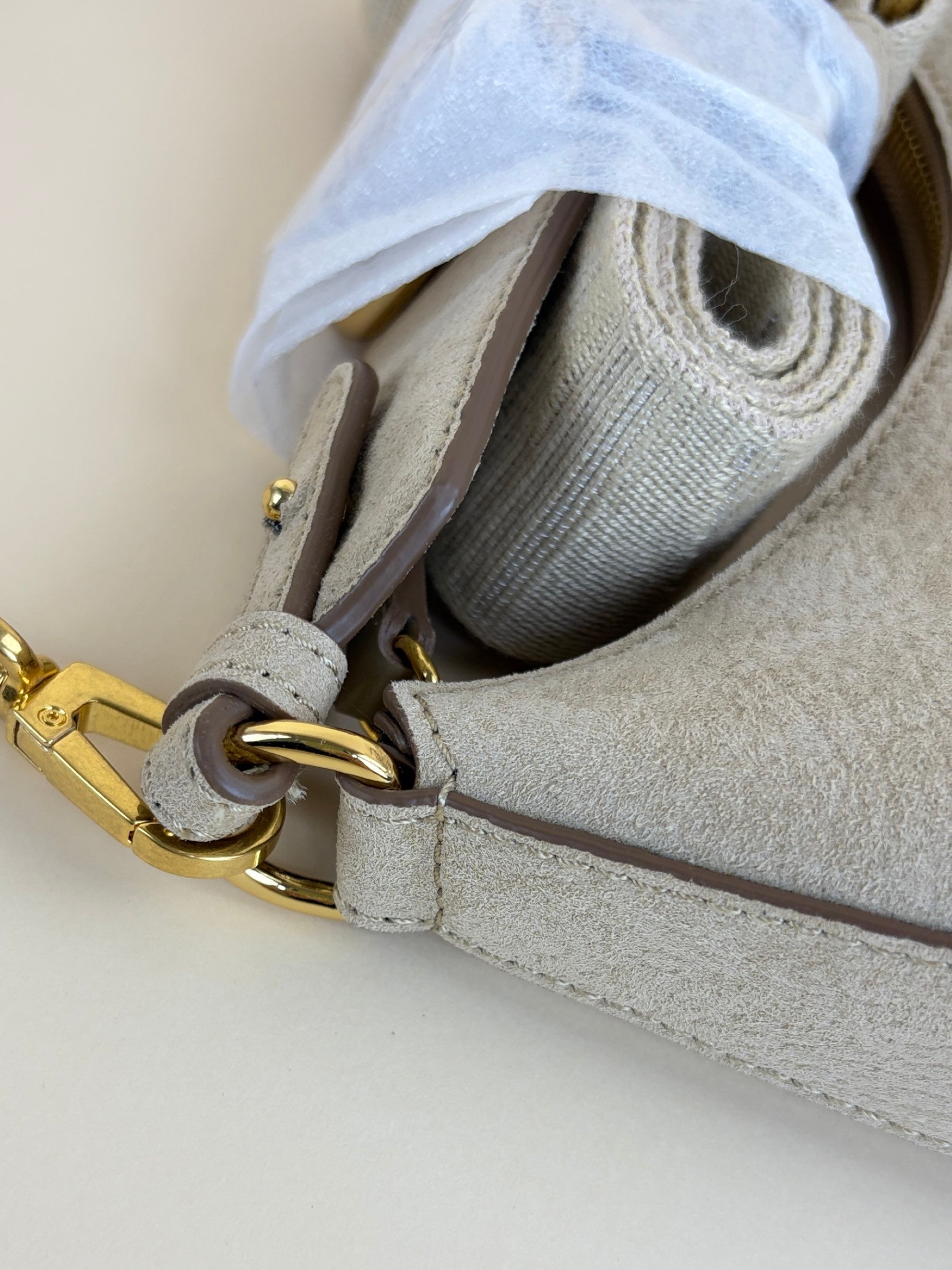 Stella McCartney neutrals suede small logo cross body