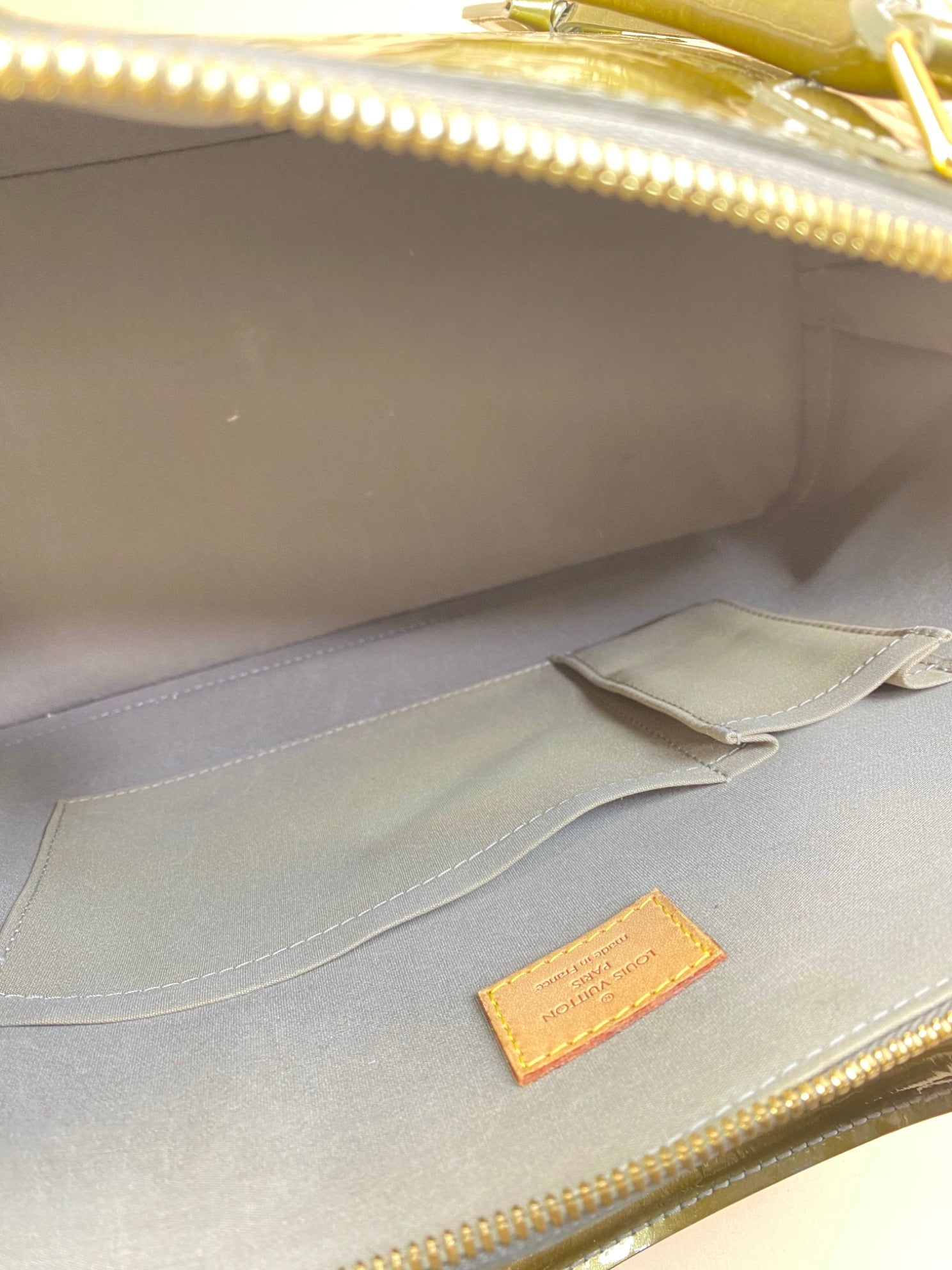 Louis Vuitton olive Monogram Vernis Alma gm Bag