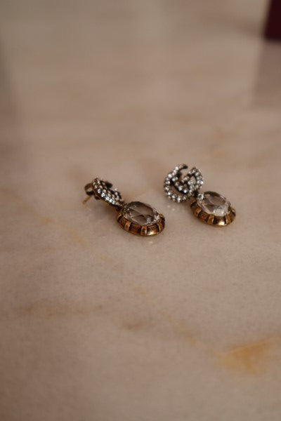 Gucci Gold GG Crystal Drop Earring-Earrings-Gucci-The Closet Egypt