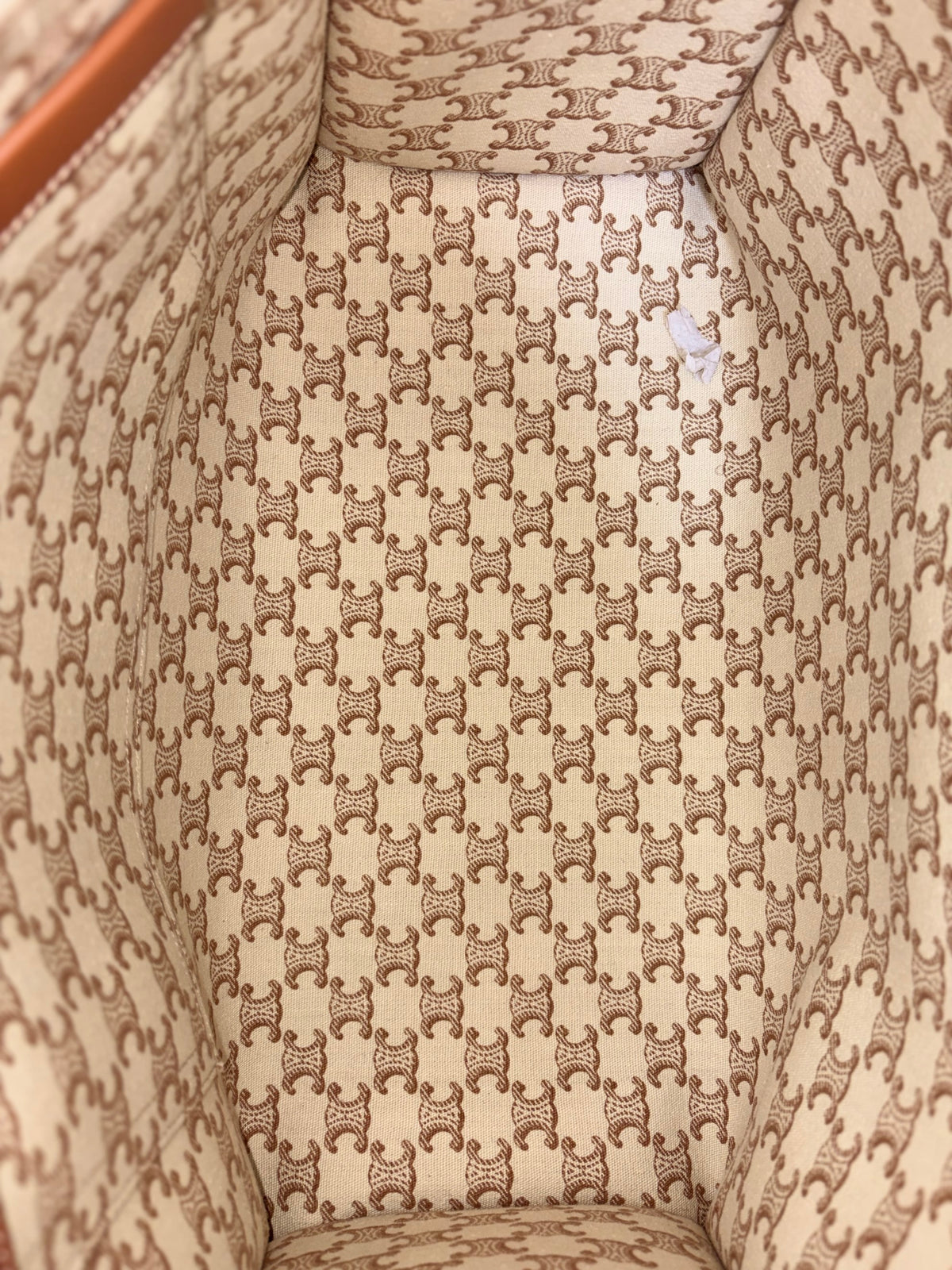Celine white canvas calfskin triomphe large cabas thais tote bag