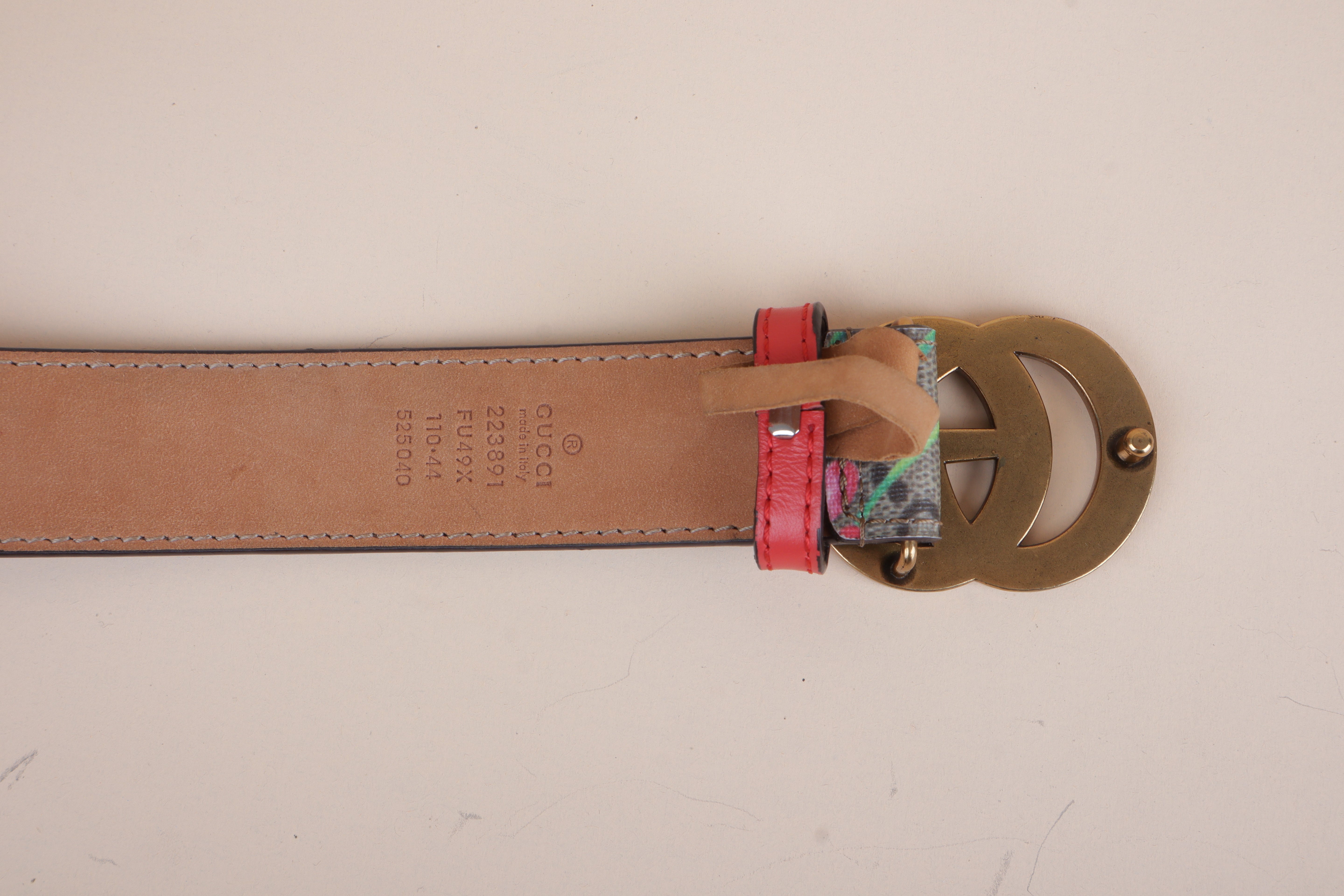 Gucci Bicolor Double G Blooms Print Belt