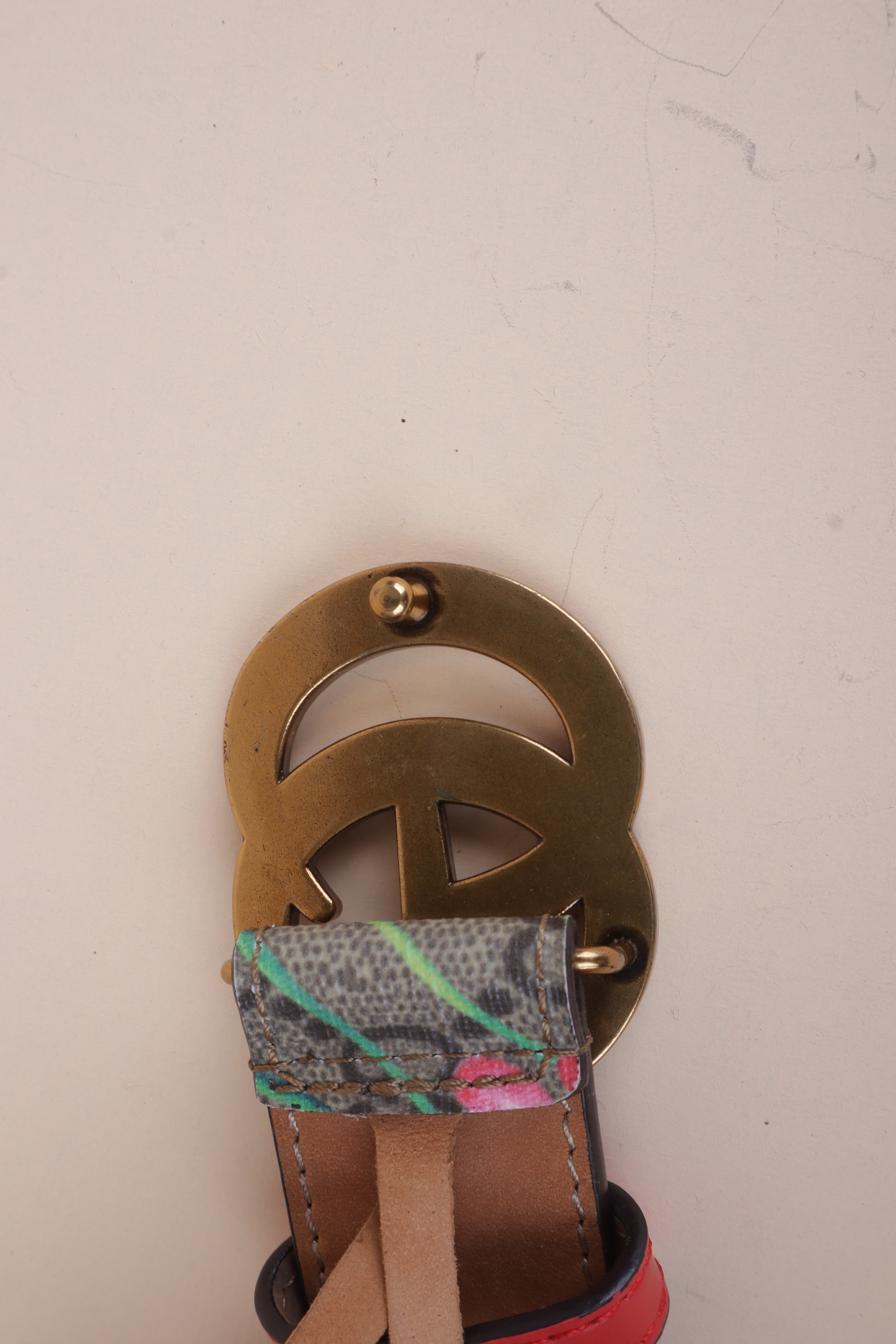 Gucci Bicolor Double G Blooms Print Belt