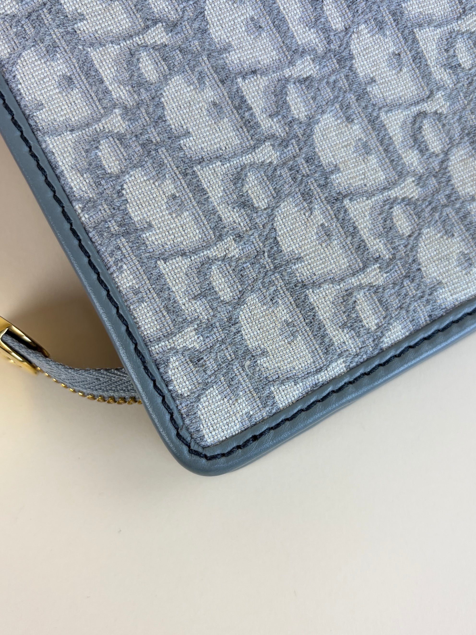 Dior grey oblique jacquard 30 Montaigne pouch clutch
