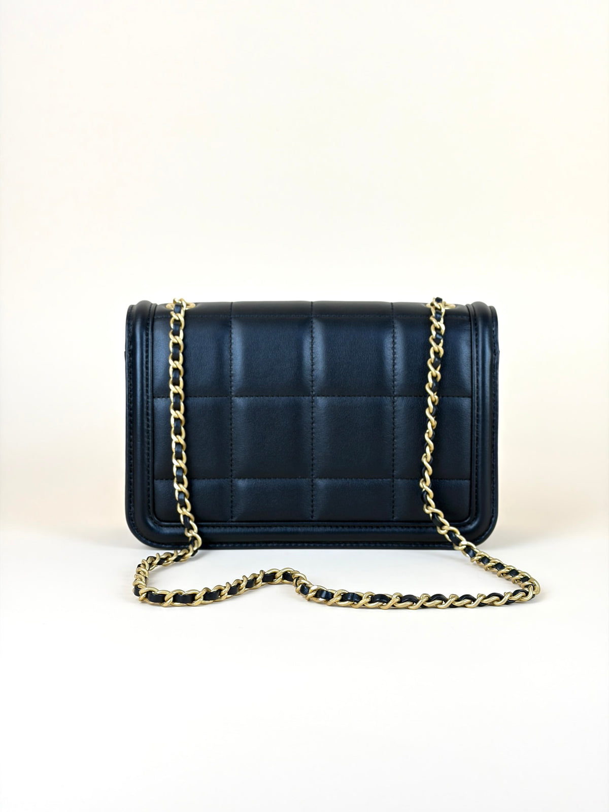 Chanel Black lambskin chocolate bar mini flap bag
