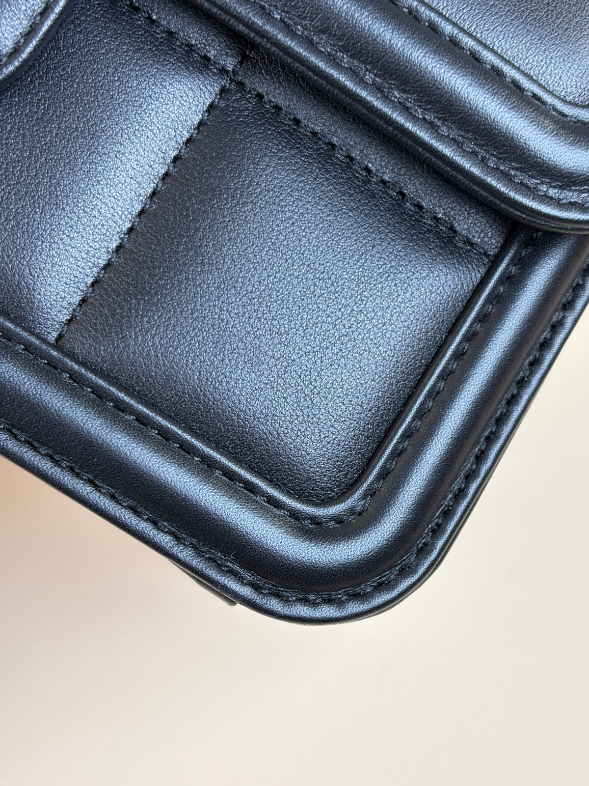 Chanel Black lambskin chocolate bar mini flap bag