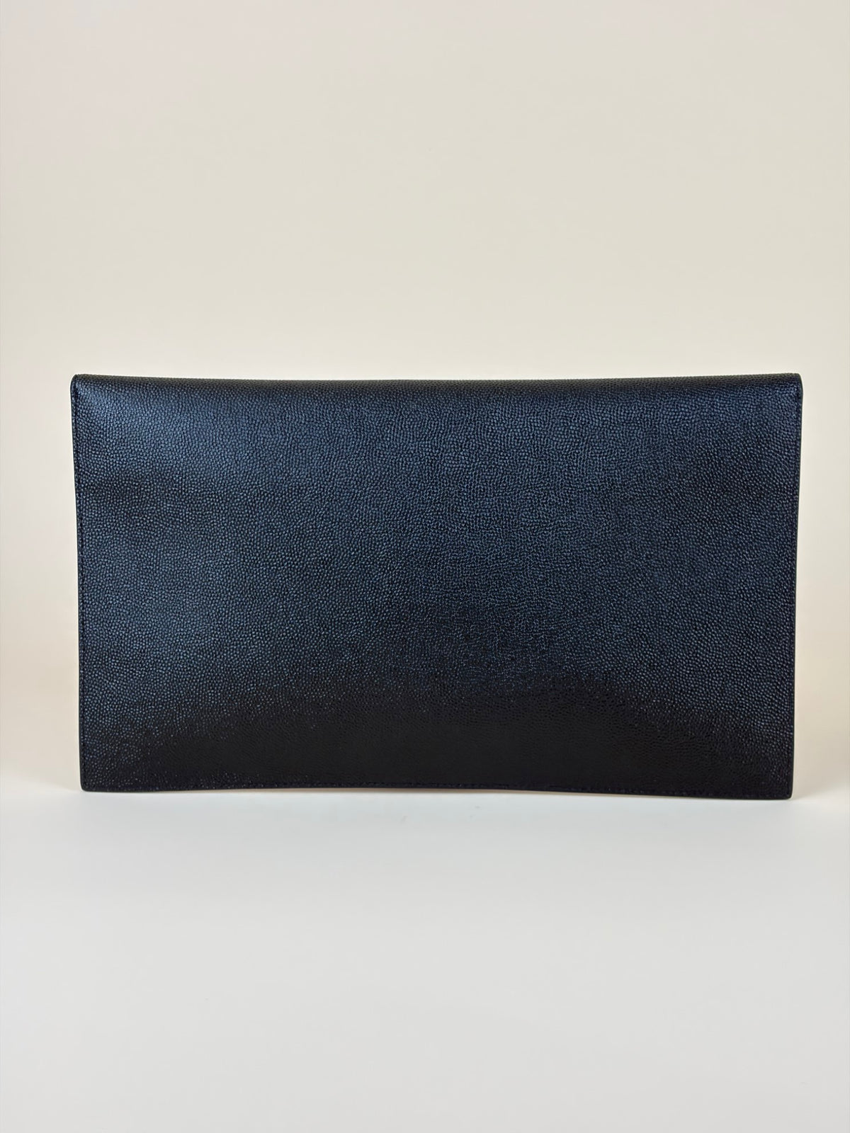 YSL black grain de poudre leather uptown pouch