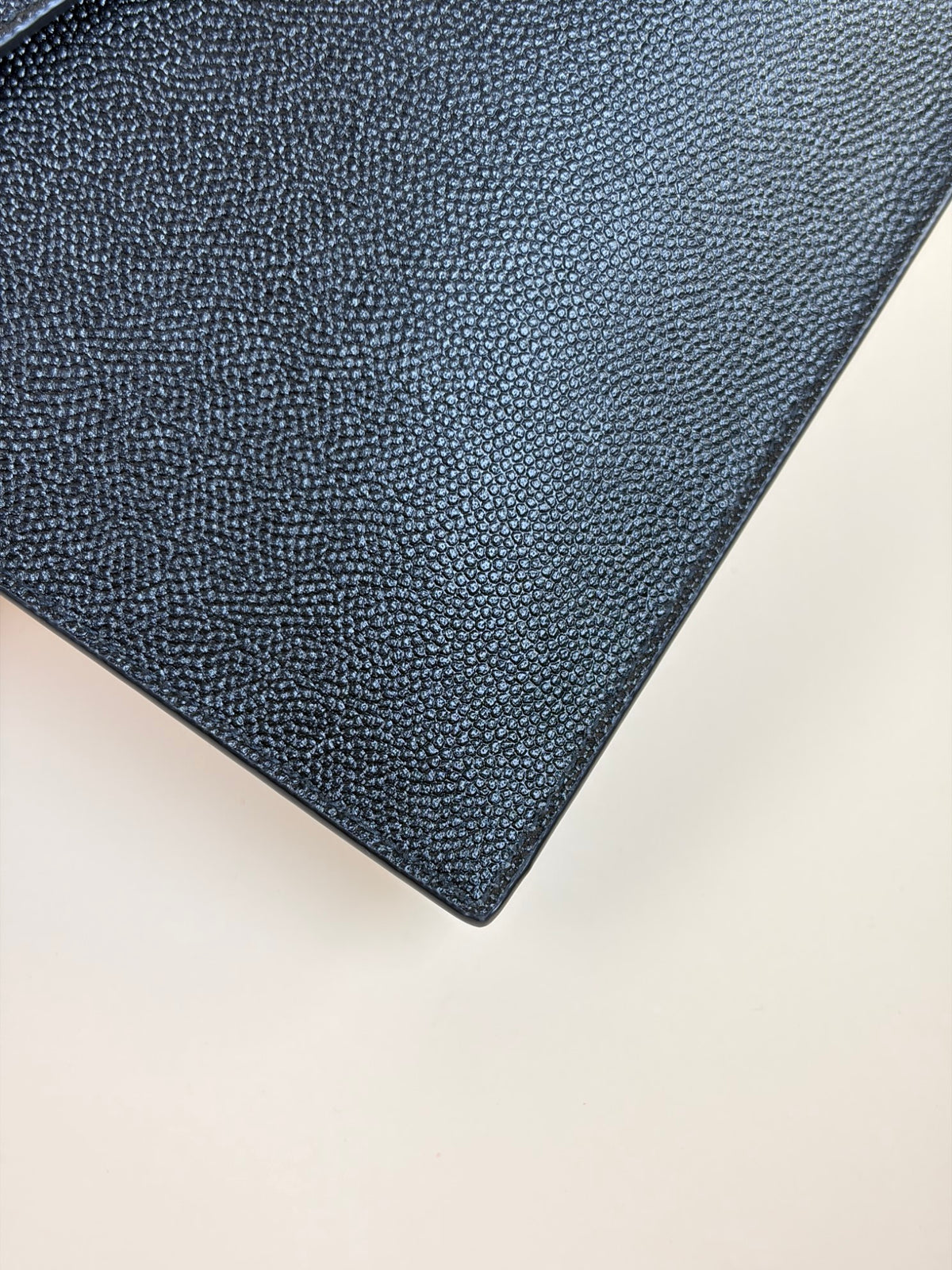 YSL black grain de poudre leather uptown pouch