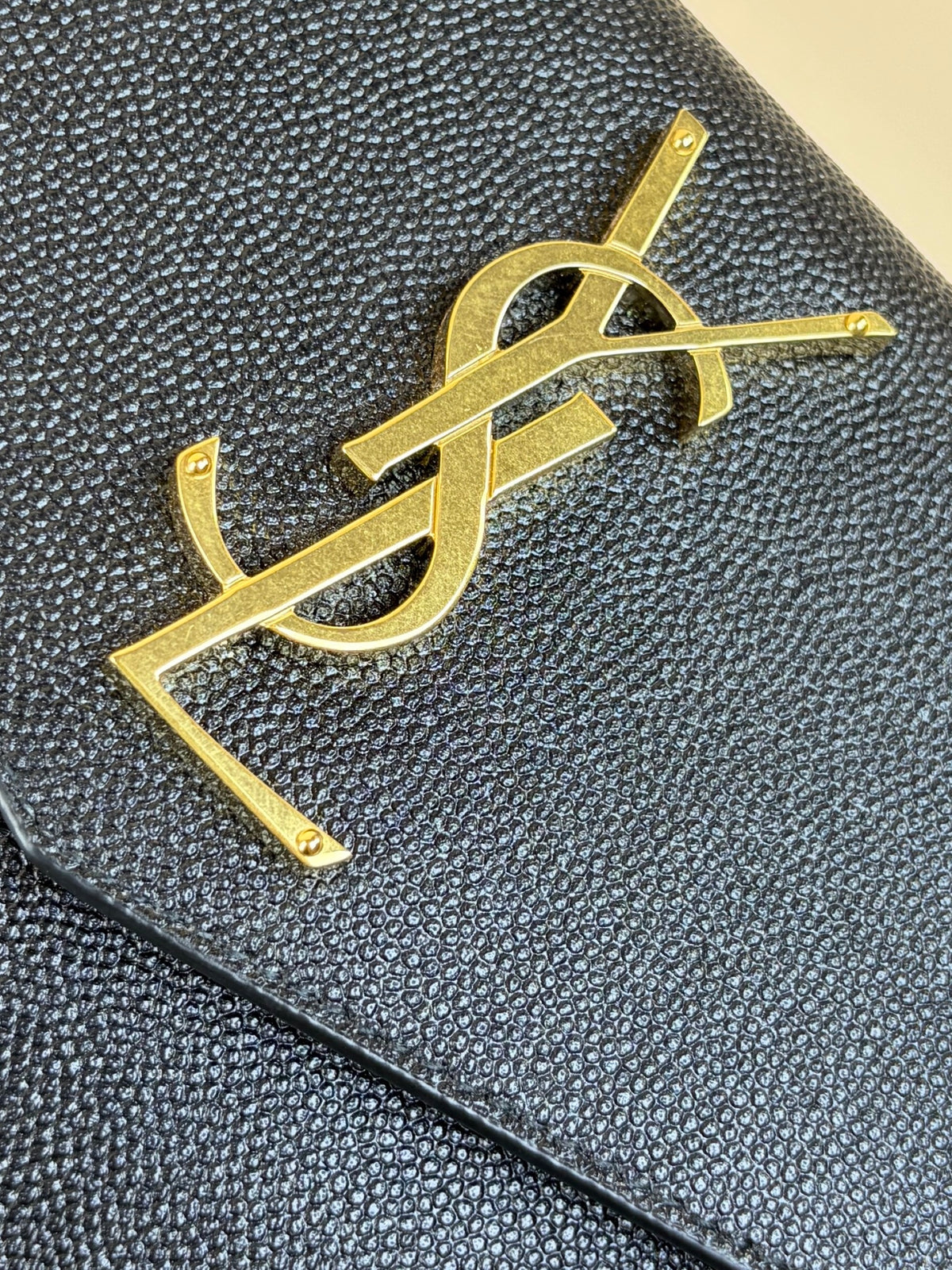 YSL black grain de poudre leather uptown pouch
