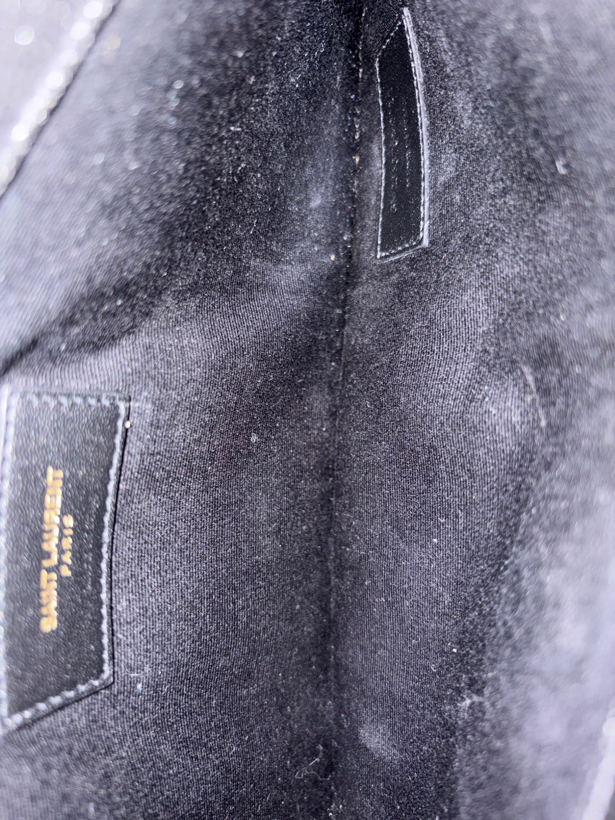 YSL black grain de poudre leather uptown pouch