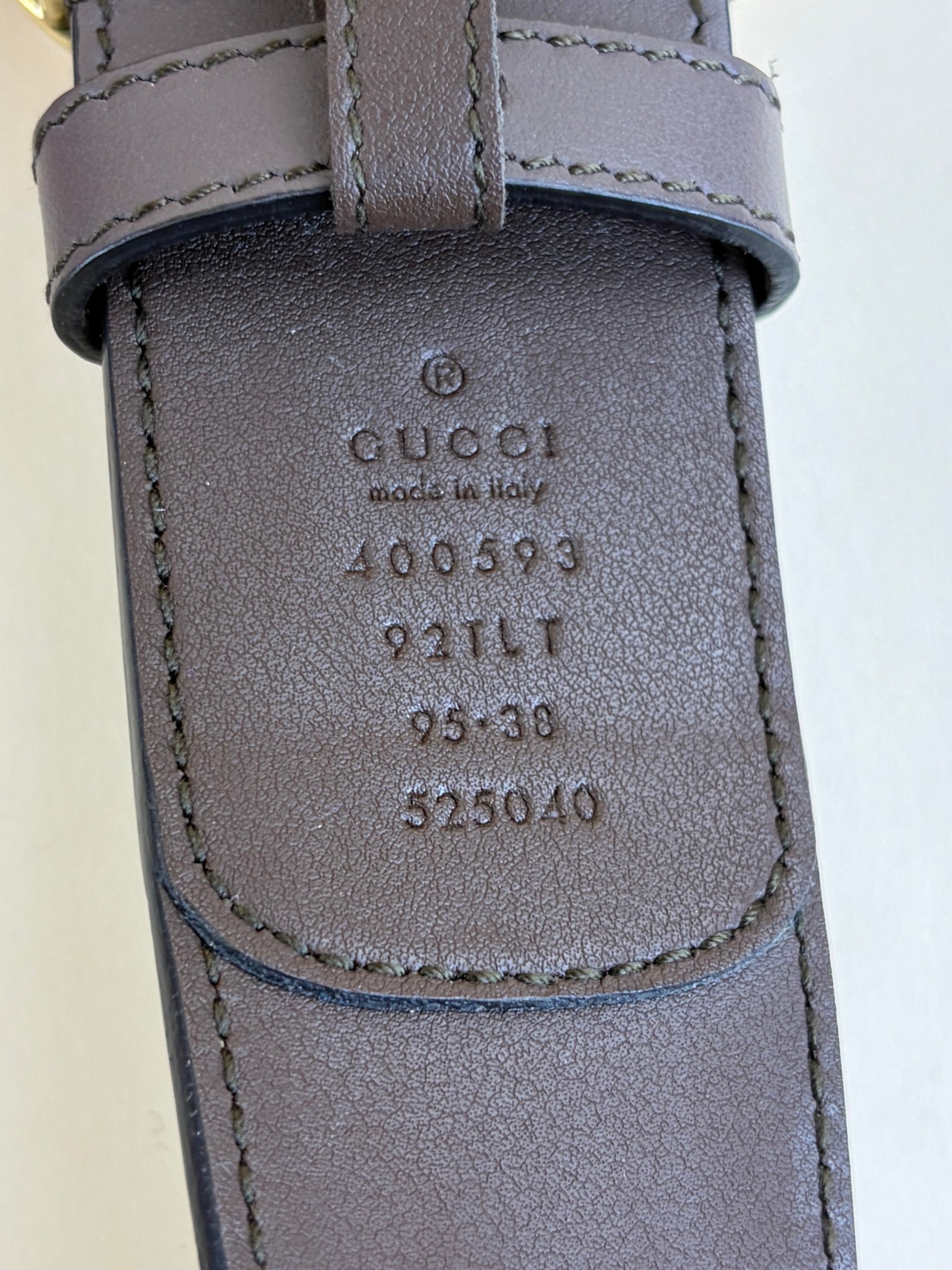 Gucci beige gg supreme monogram and brown calfskin double g buckle 40mm belt