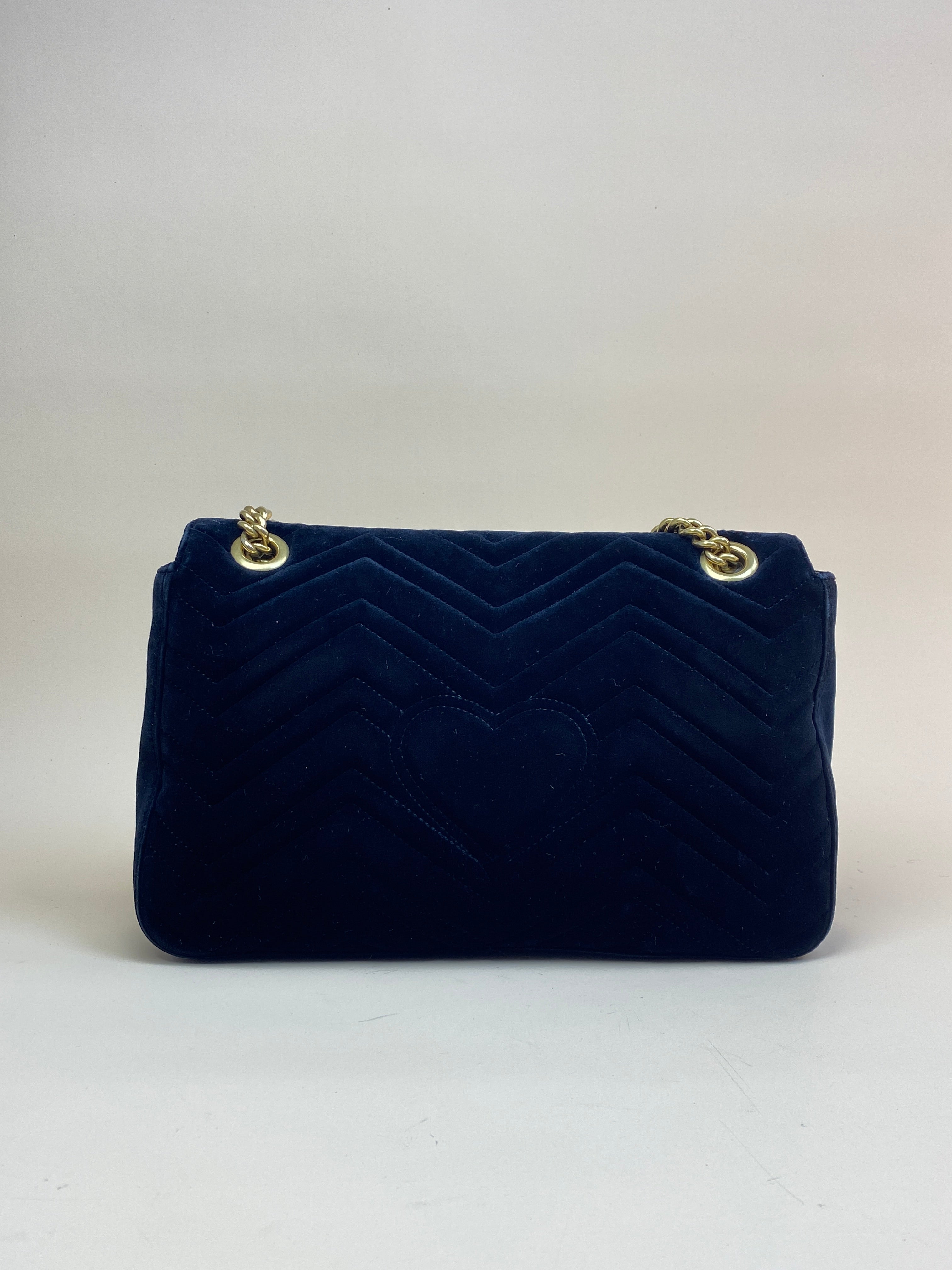 Gucci Black GG Velvet Marmont medium