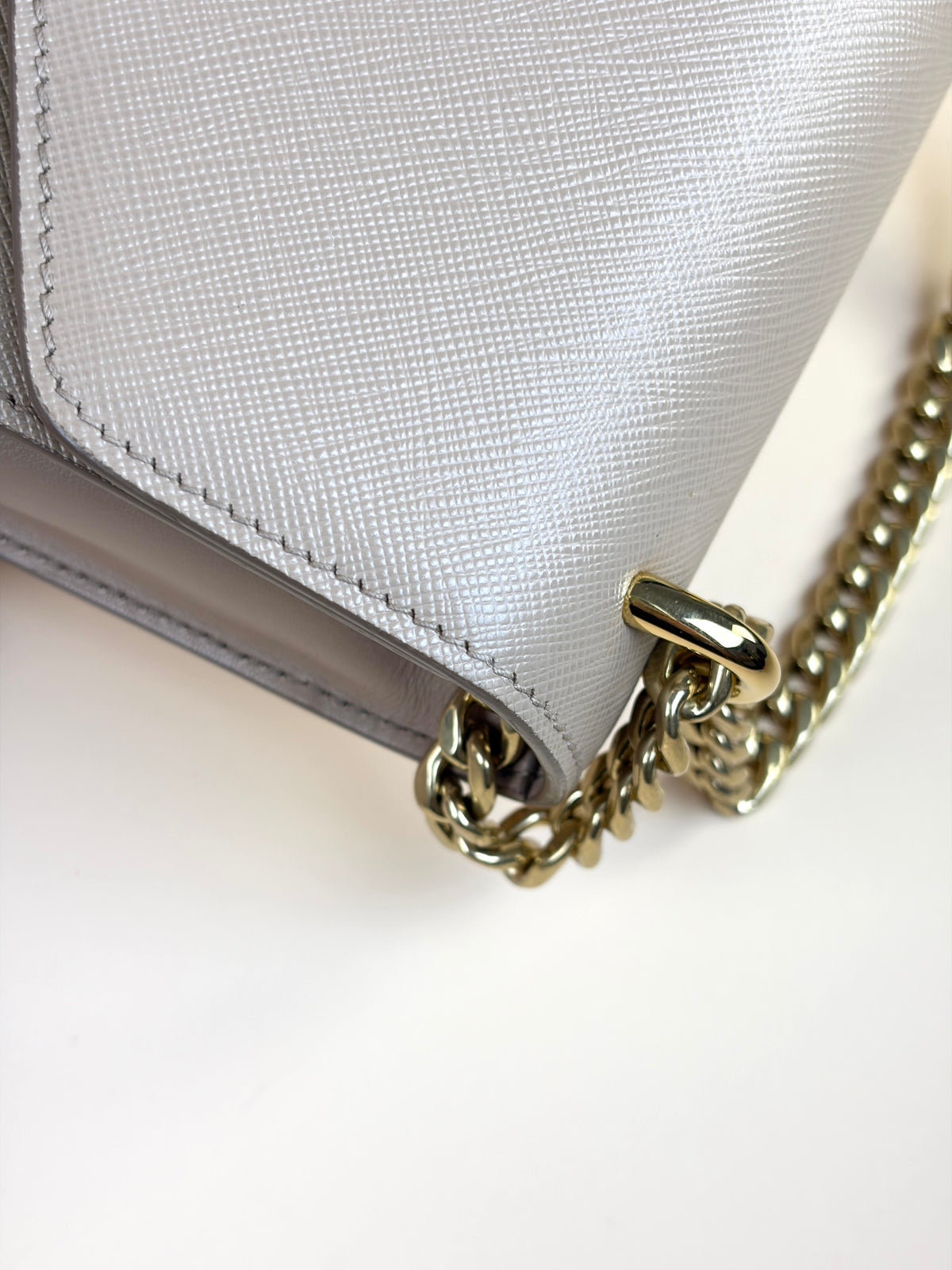 Prada cameo saffanio soft calfskin metal triangle logo envelope chain shoulder bag
