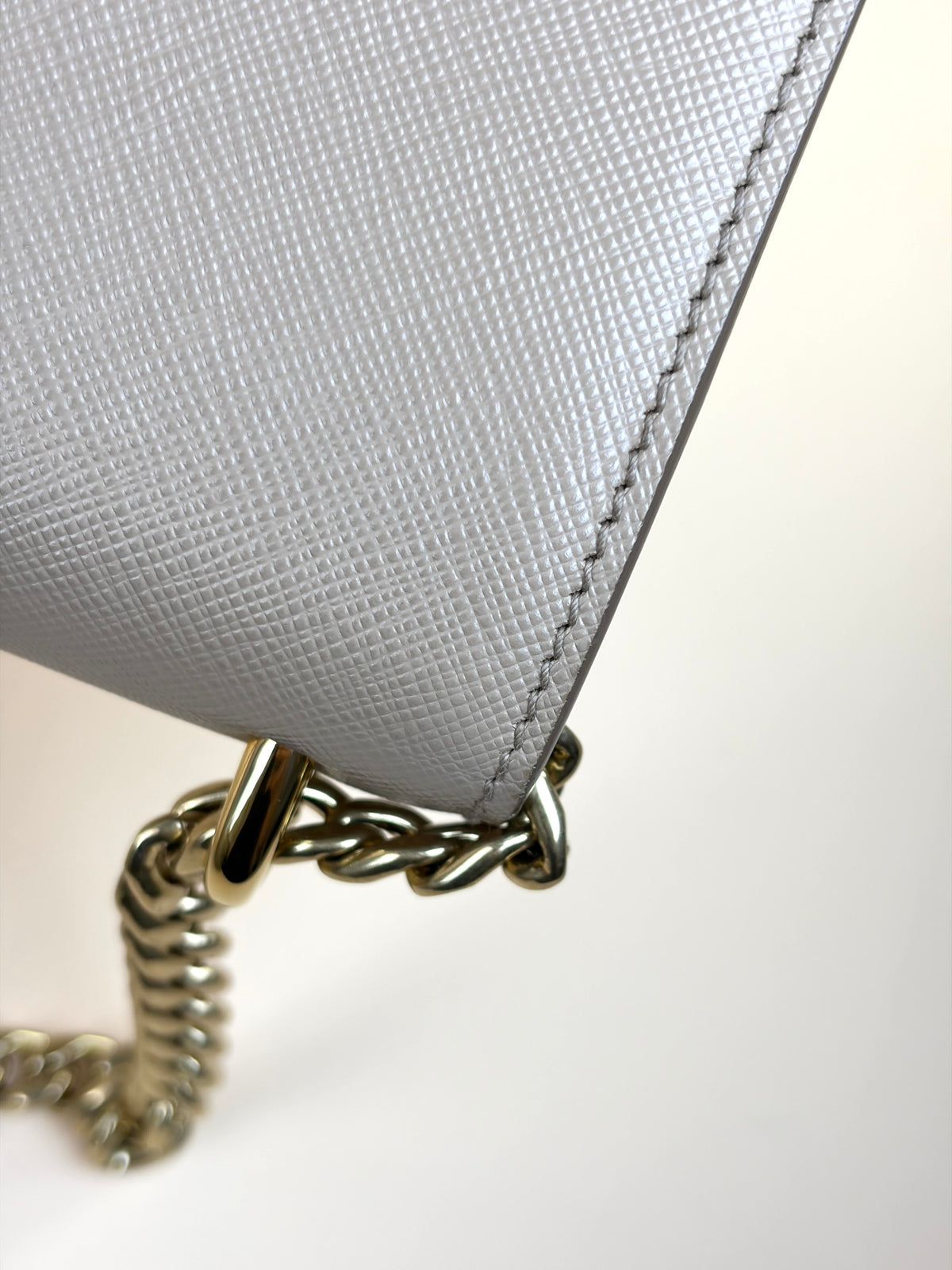 Prada cameo saffanio soft calfskin metal triangle logo envelope chain shoulder bag