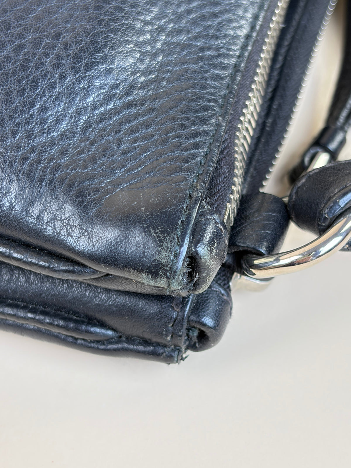 Prada black vitello phenix double zip cross body bag