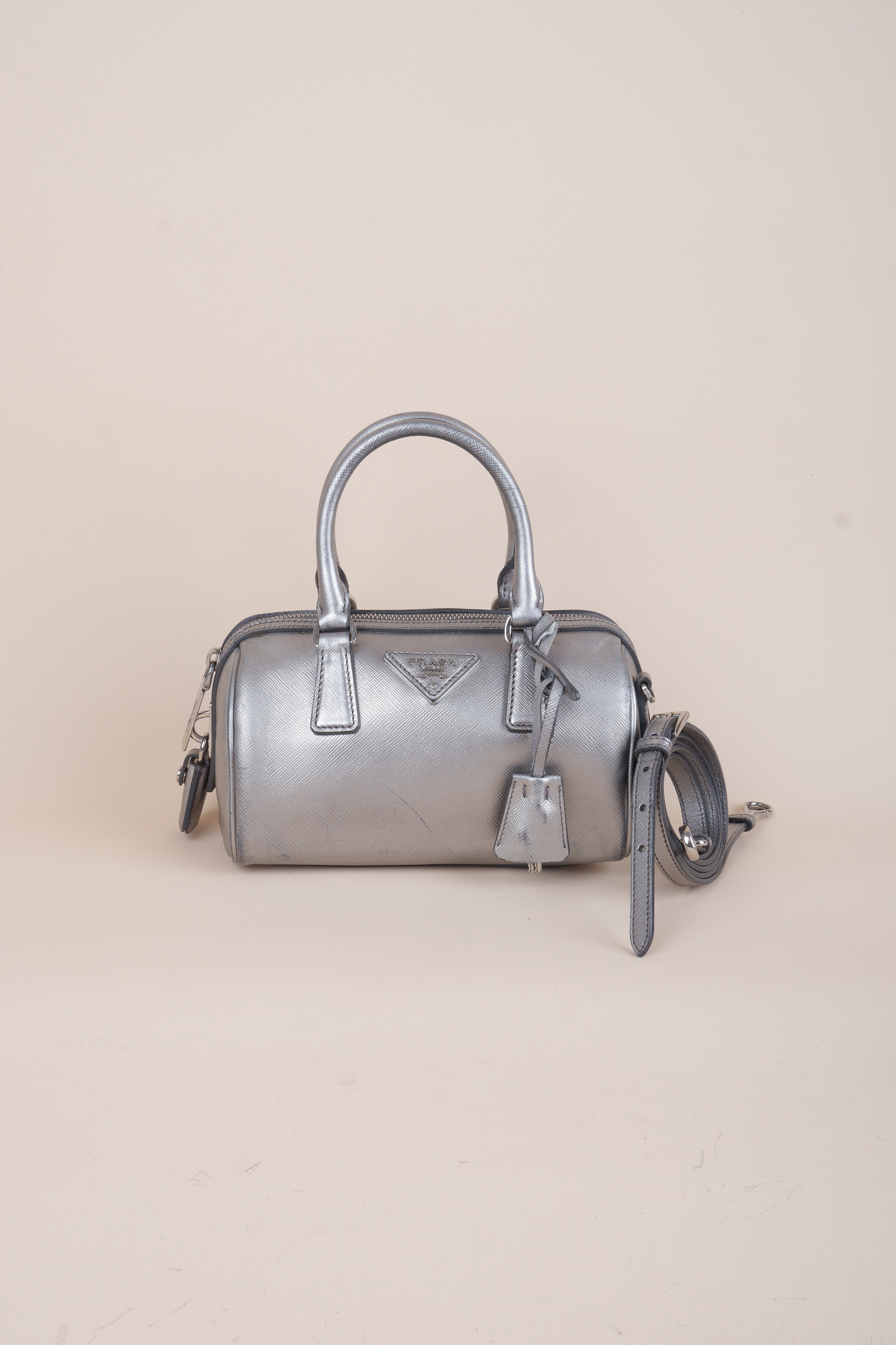 PRADA silver metallic saffino