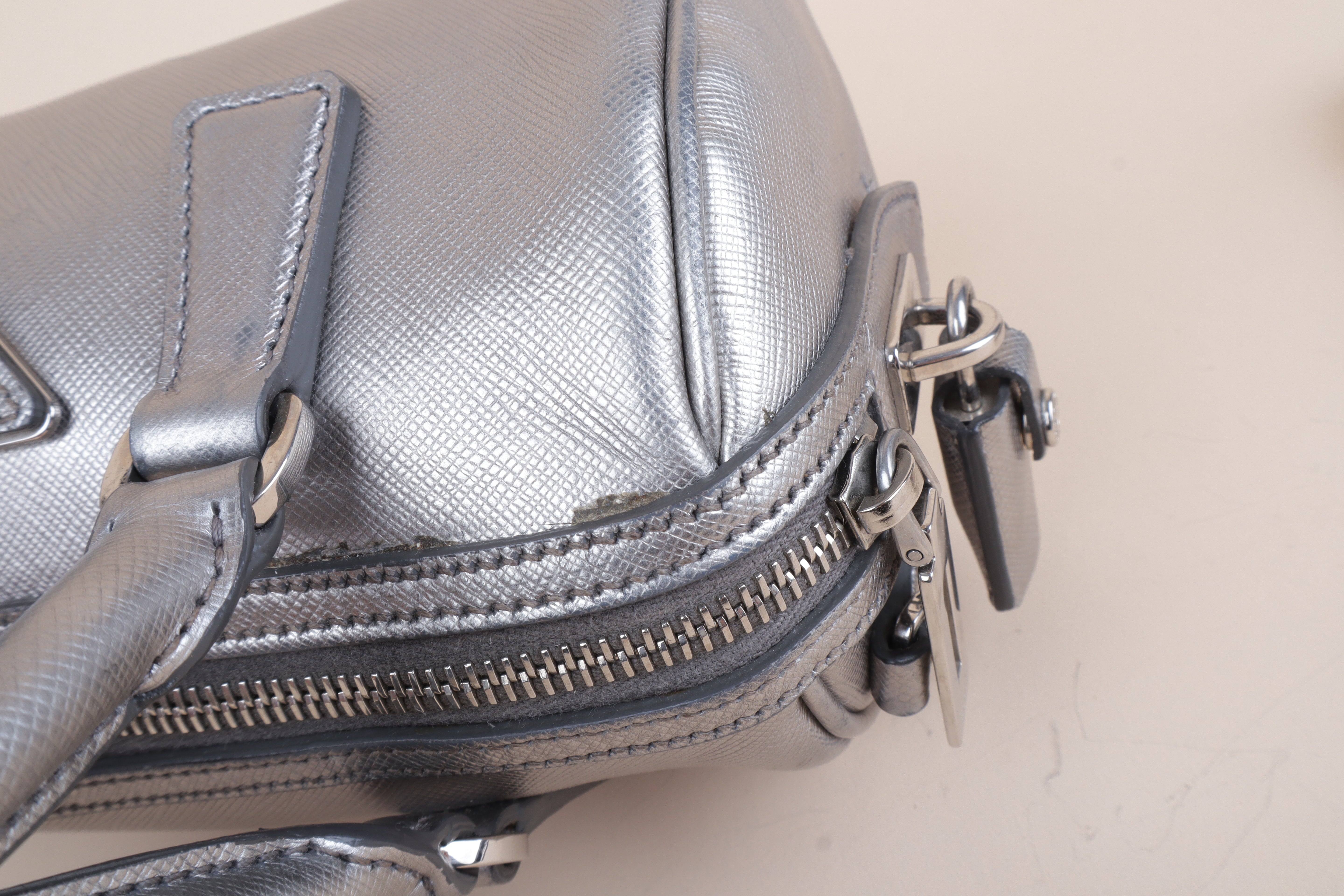 PRADA silver metallic saffino