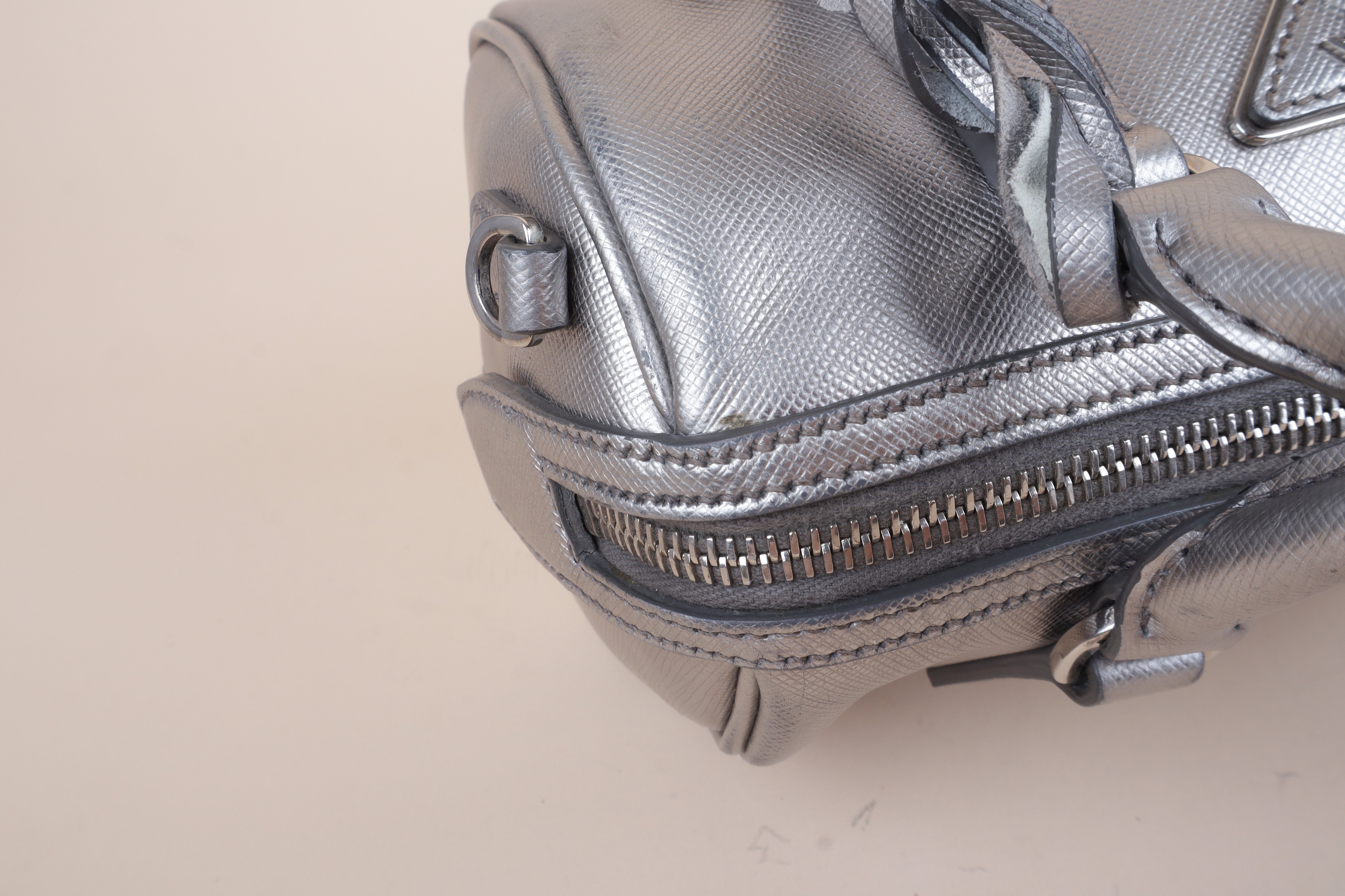 PRADA silver metallic saffino