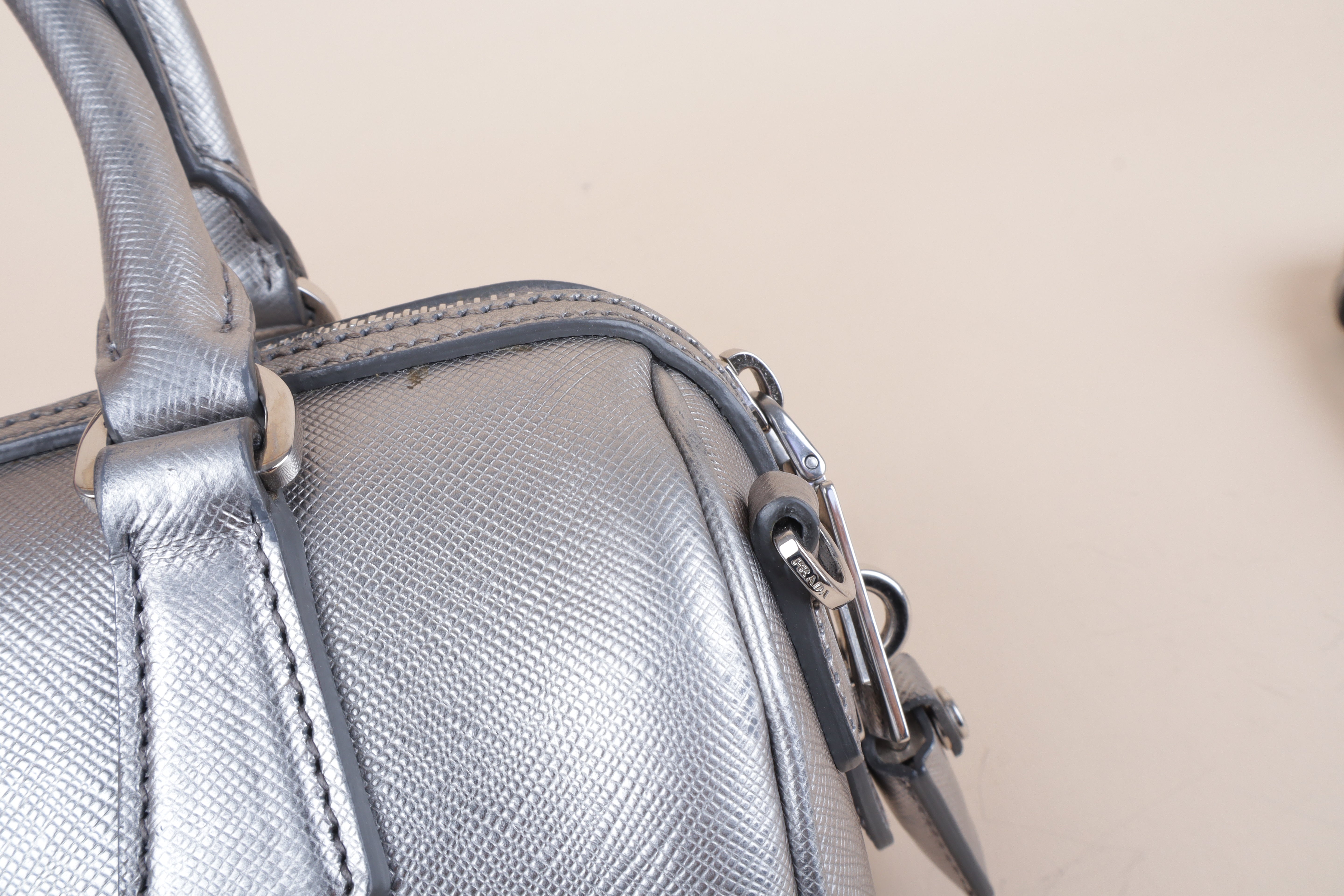 PRADA silver metallic saffino
