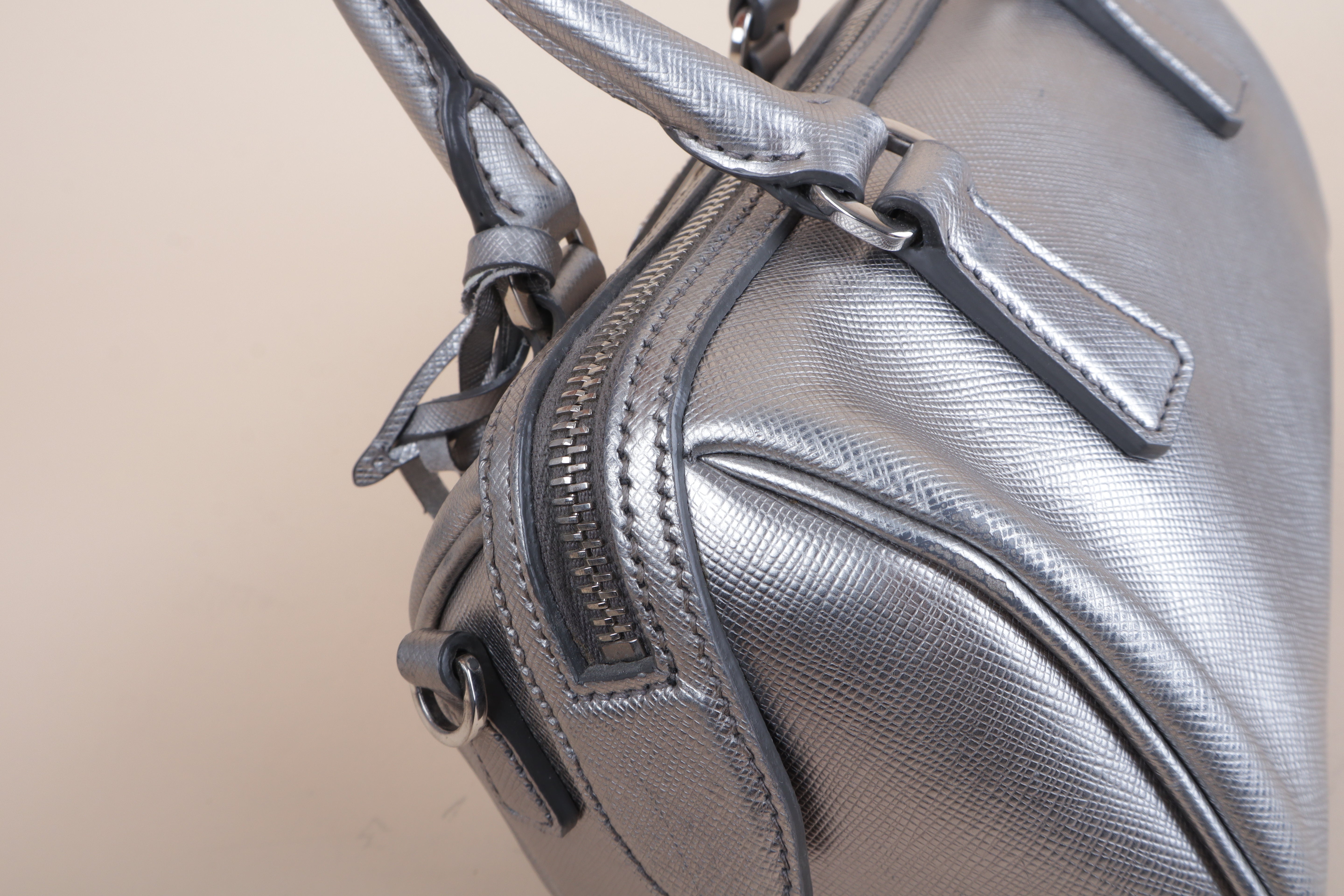 PRADA silver metallic saffino