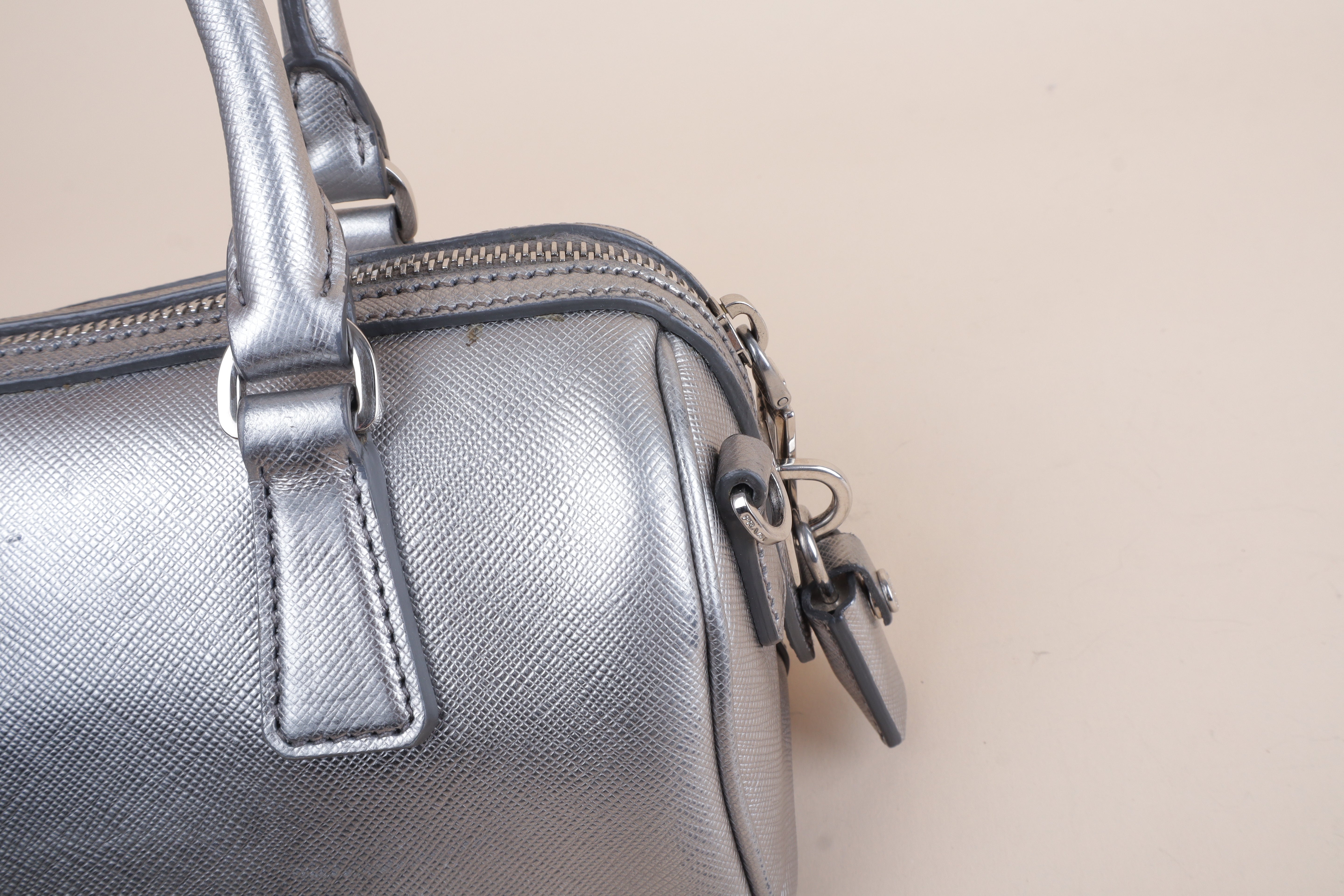 PRADA silver metallic saffino