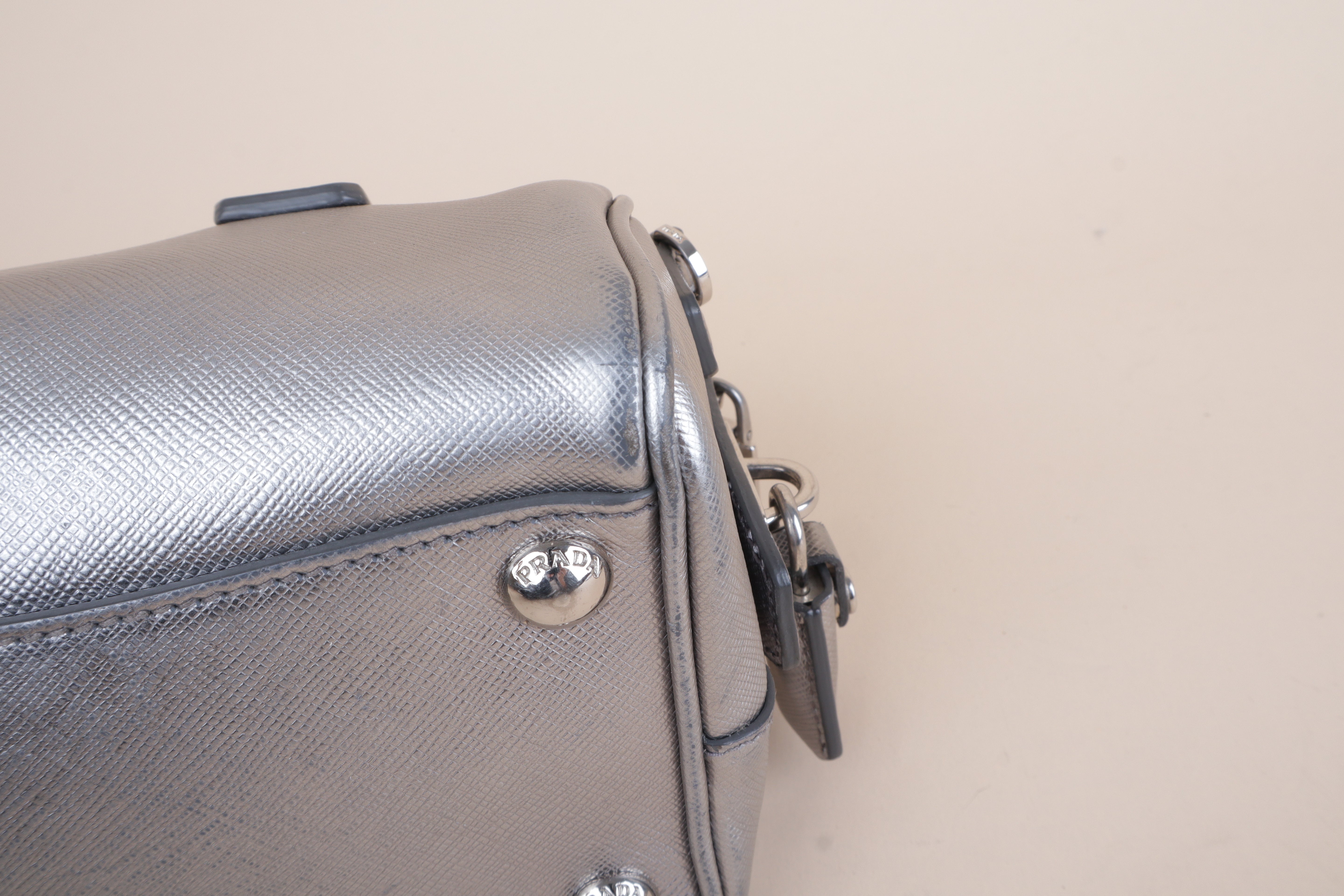 PRADA silver metallic saffino
