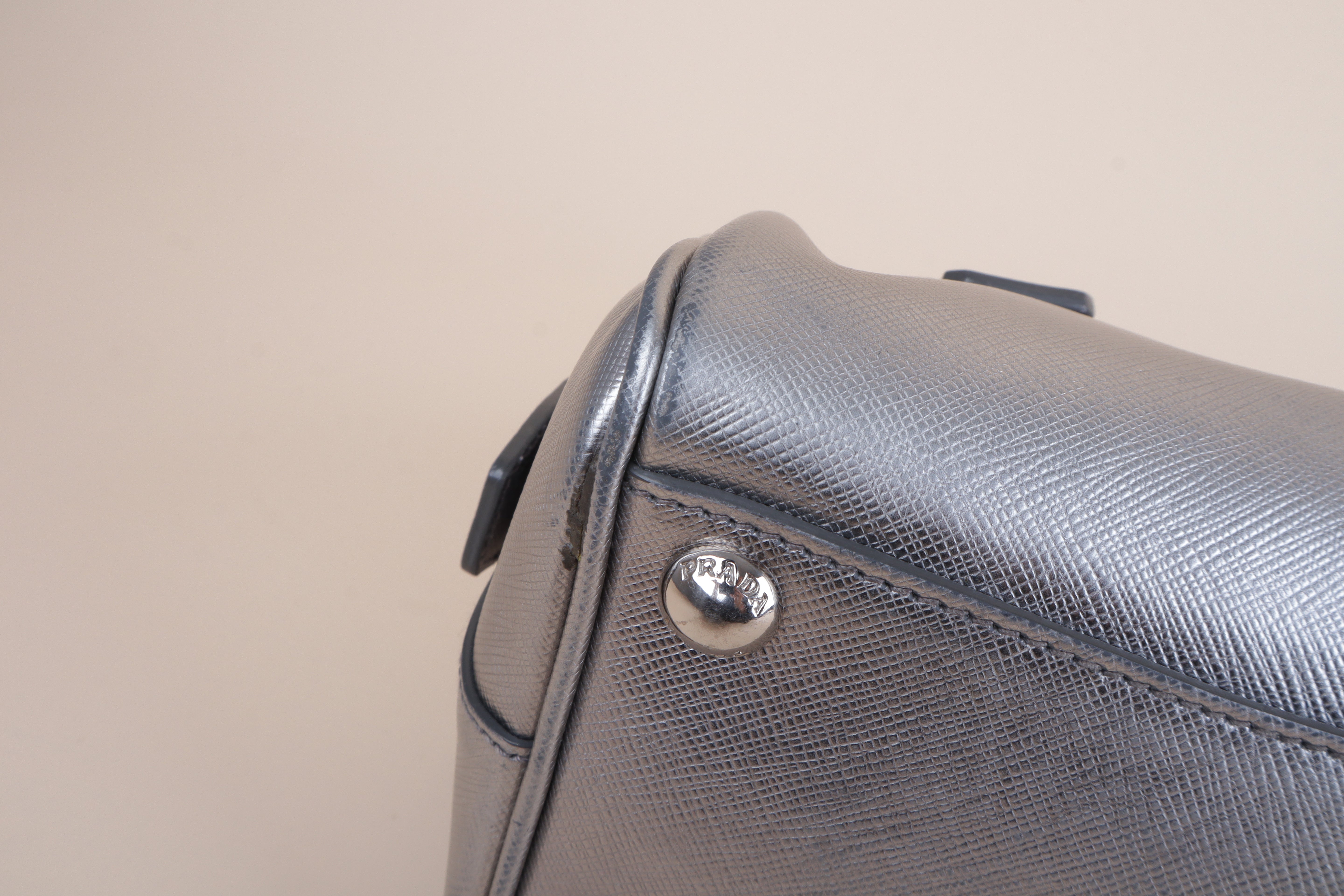 PRADA silver metallic saffino