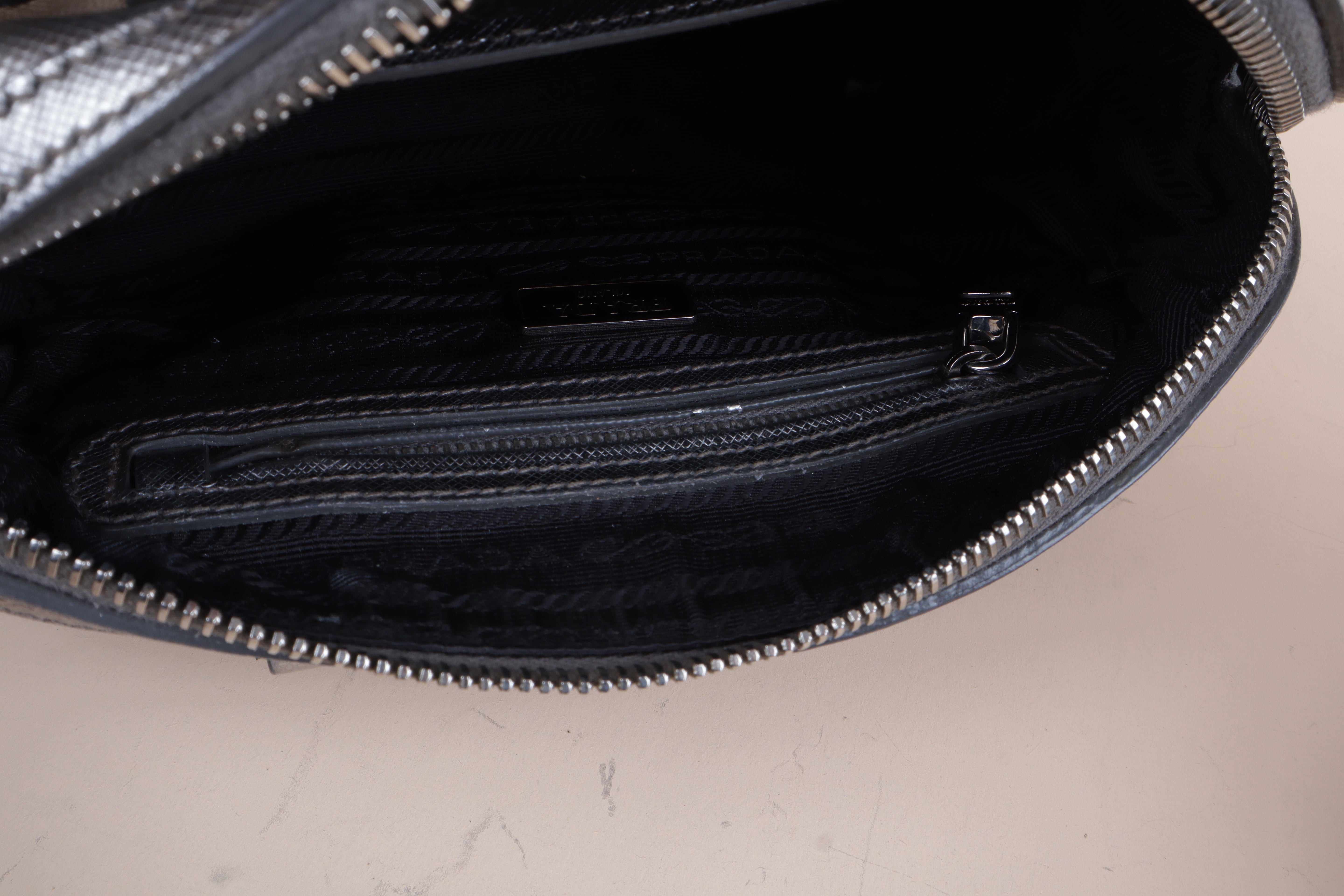 PRADA silver metallic saffino
