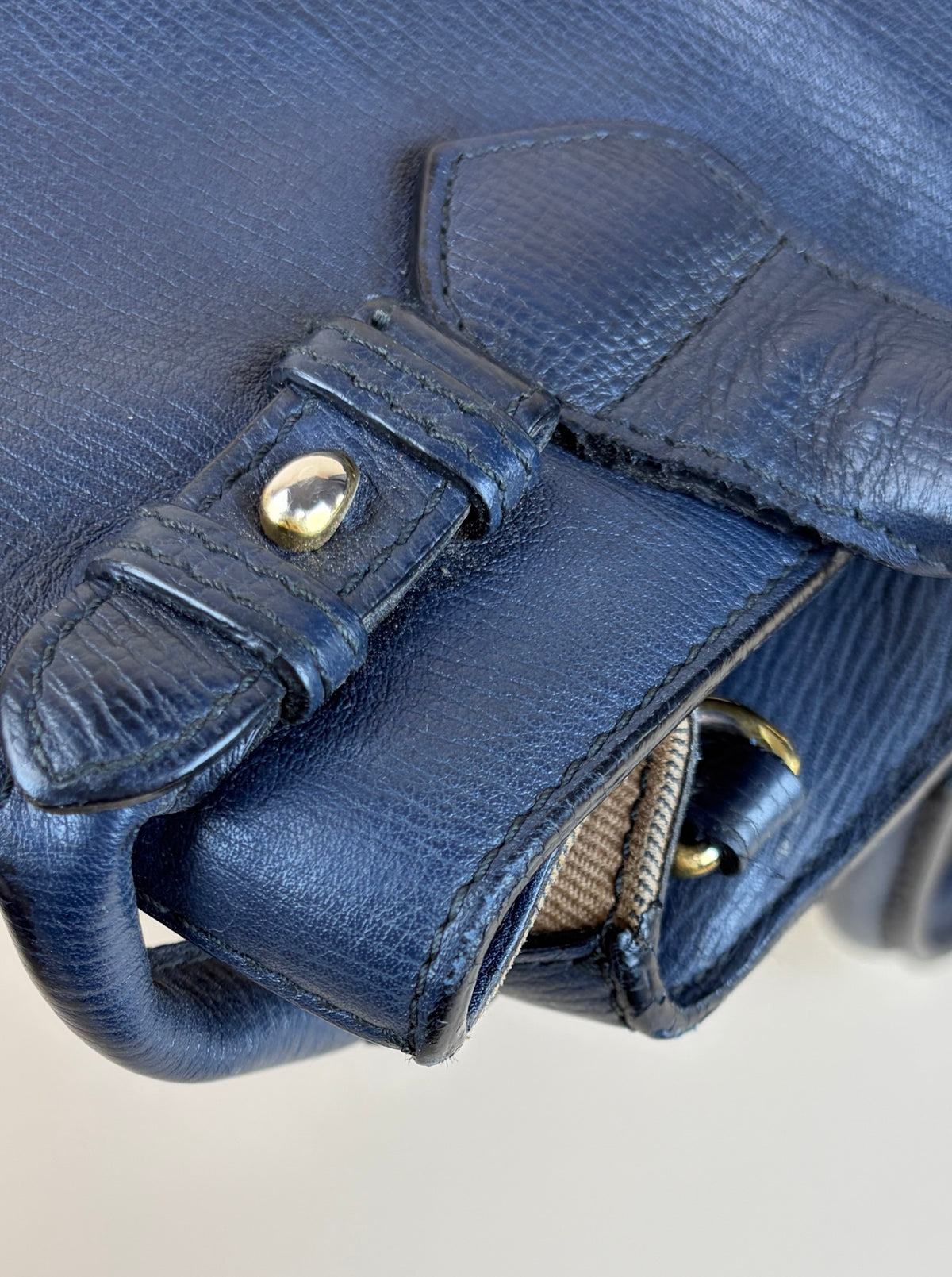 Burberry banner grainy calfskin house check small tote nave blue bag