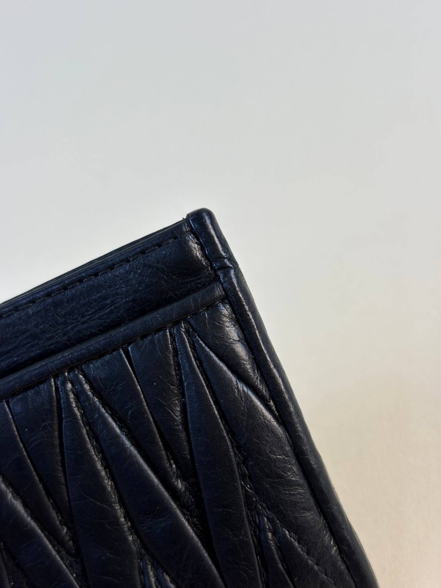 Miu Miu Black Matelasse Nappa Card Holder