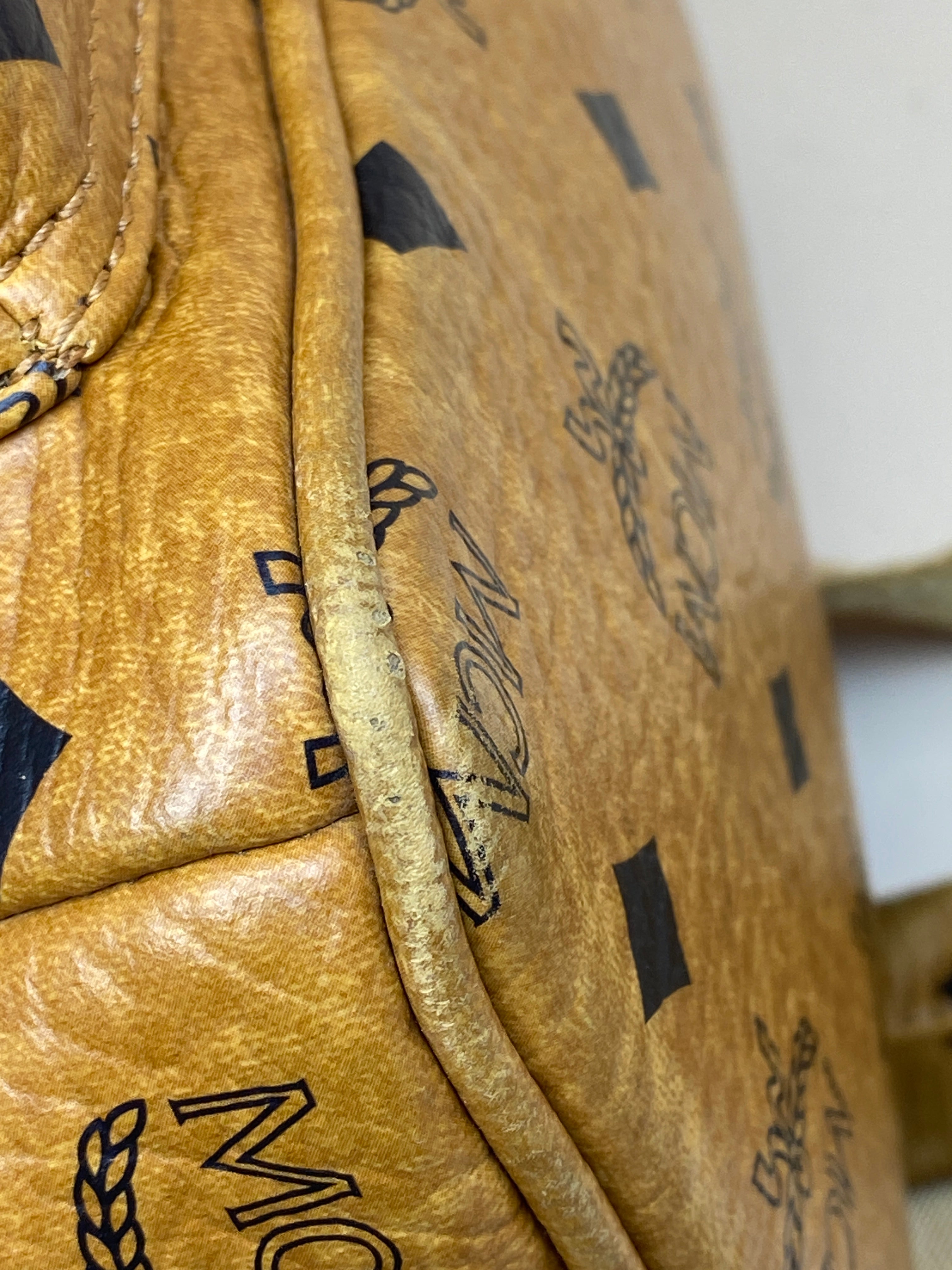 MCM cognac small backpack brown with studded-Backpack-MCM-The Closet Egypt
