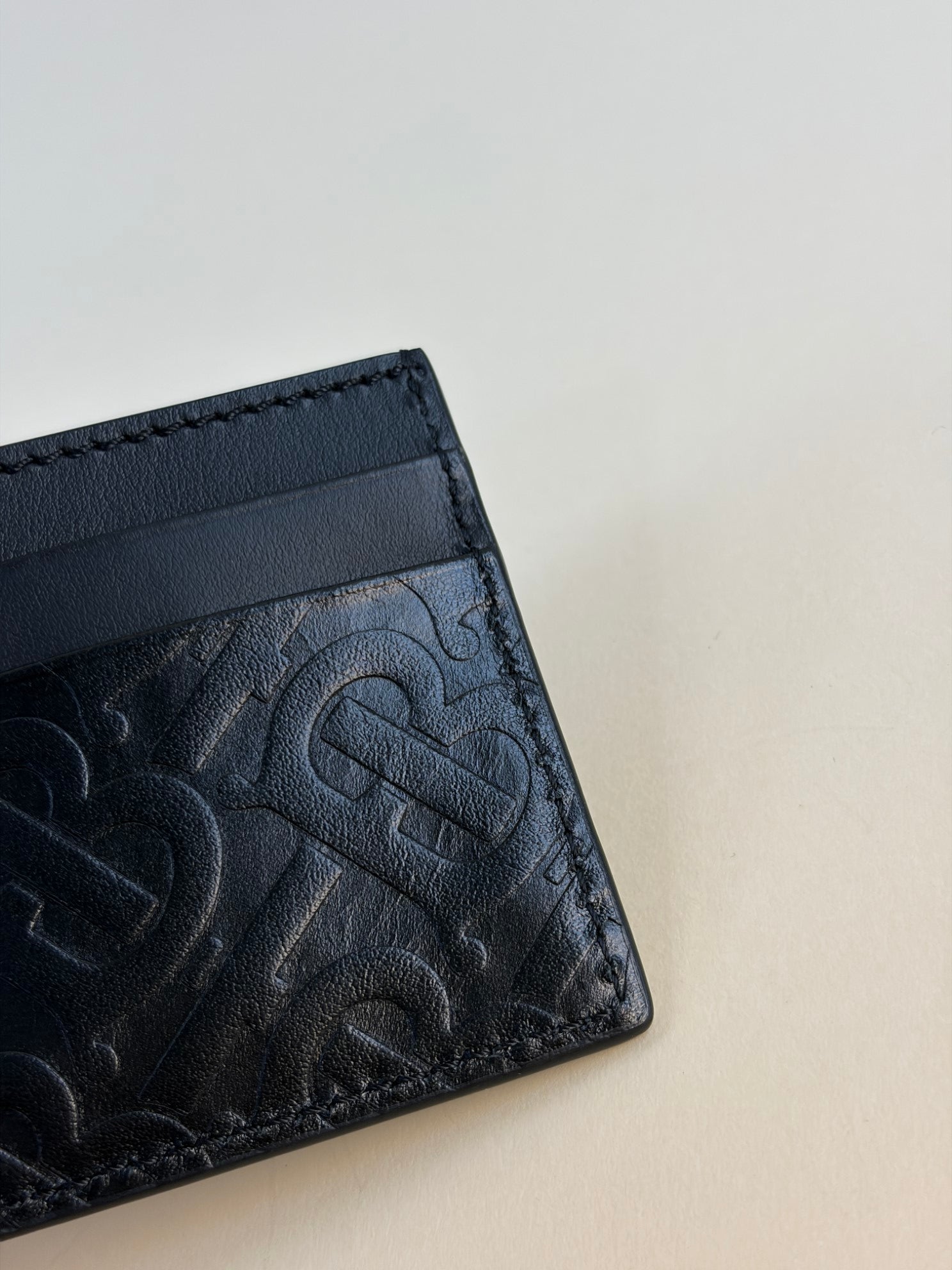 Burberry Black Sand on TB Monogram Card Holder