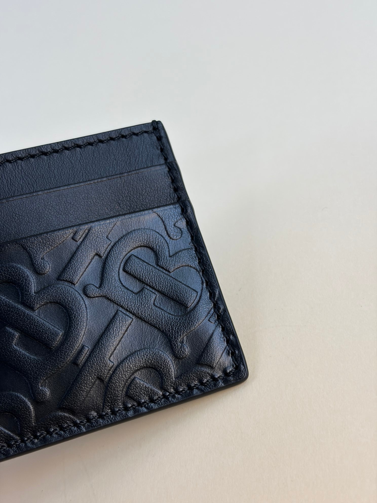 Burberry Black Sand on TB Monogram Card Holder