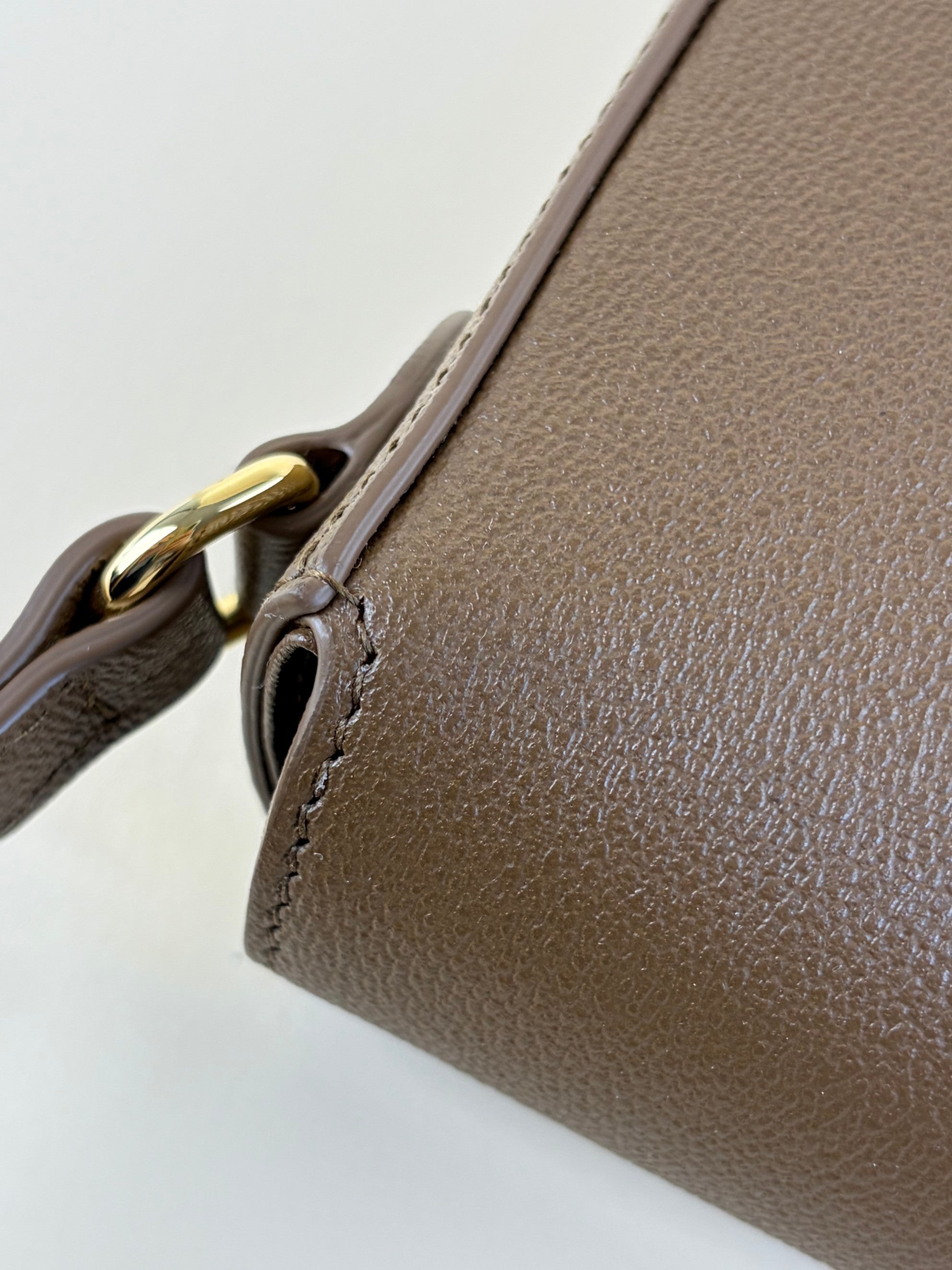 Burberry Brown grained calfskin and House Check Hampshire Bag