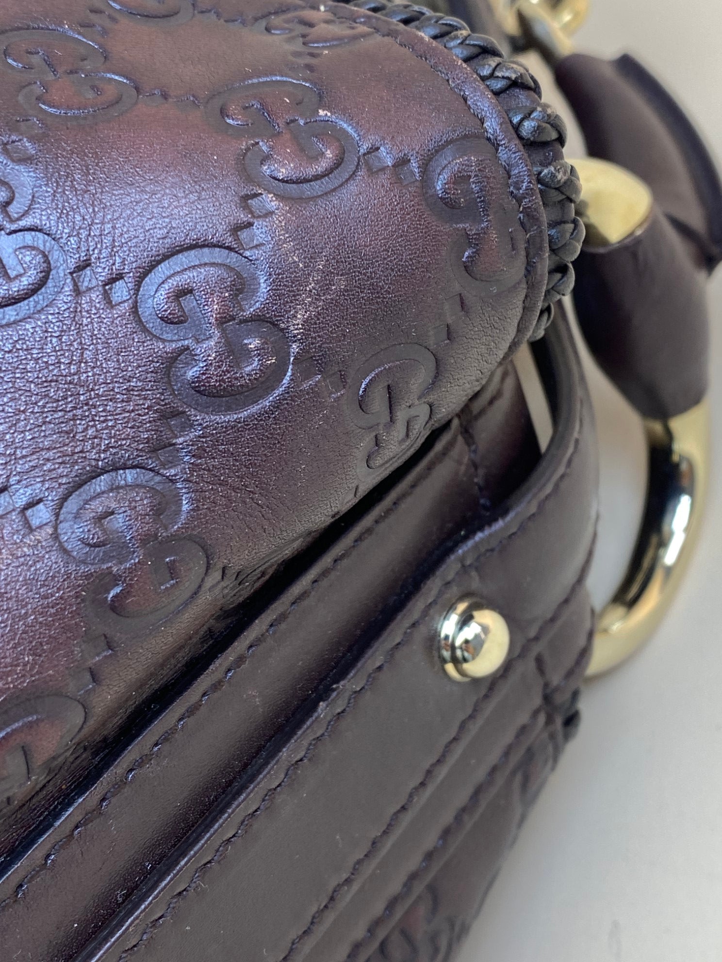 GUCCI guccissma chain horse bit brown