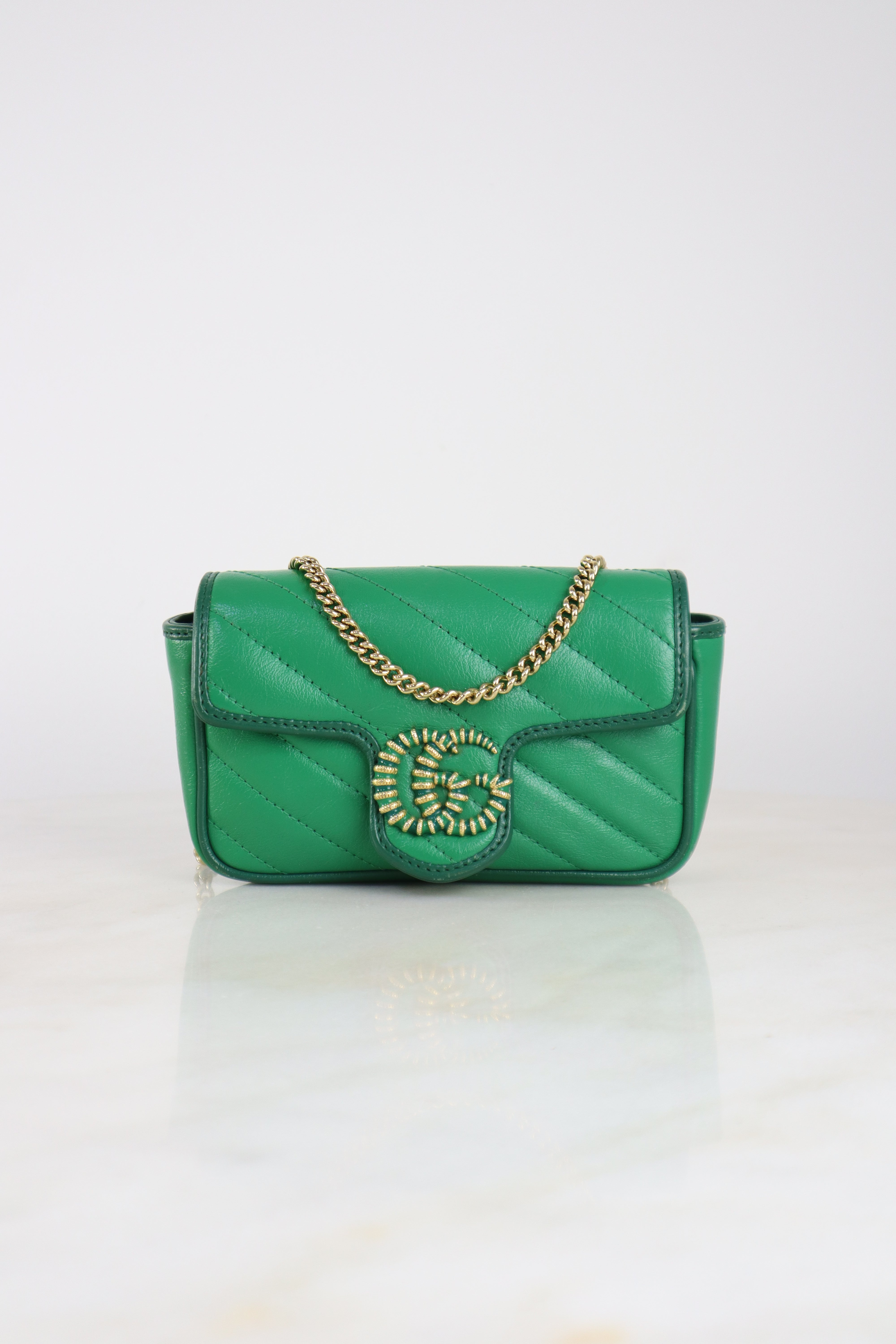 Gucci Green Azalea Enamel Marmont Super Small Bag