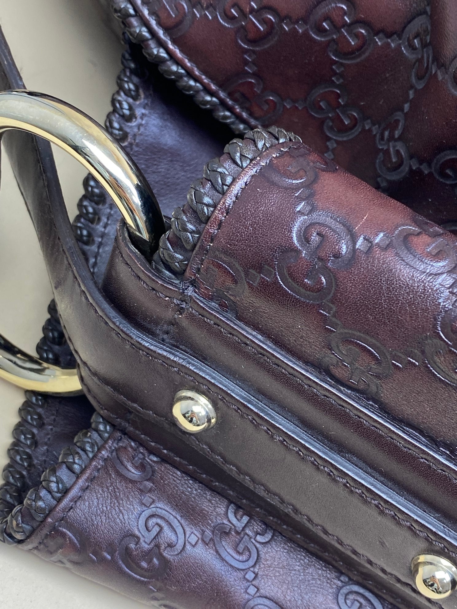 GUCCI guccissma chain horse bit brown