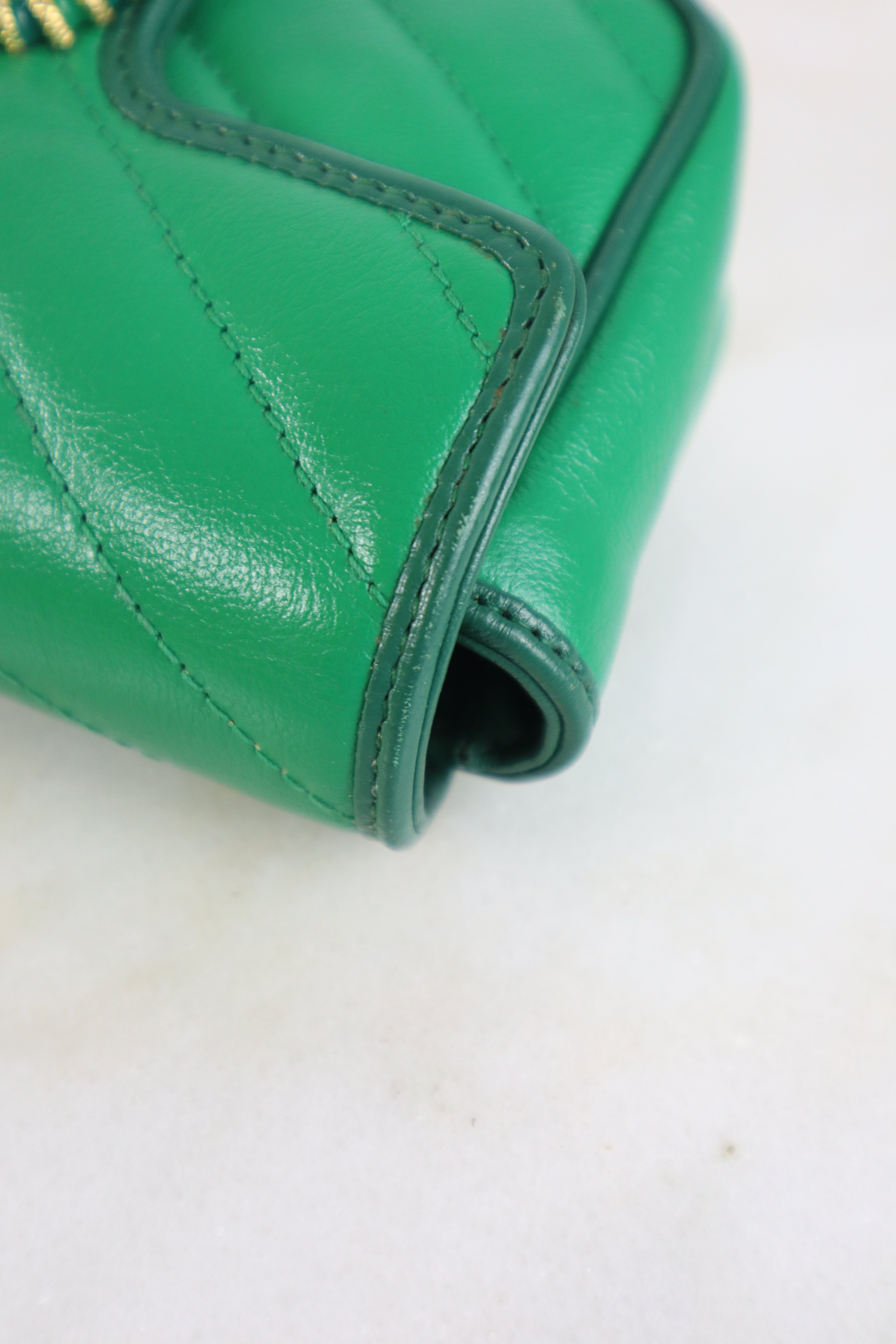 Gucci Green Azalea Enamel Marmont Super Small Bag