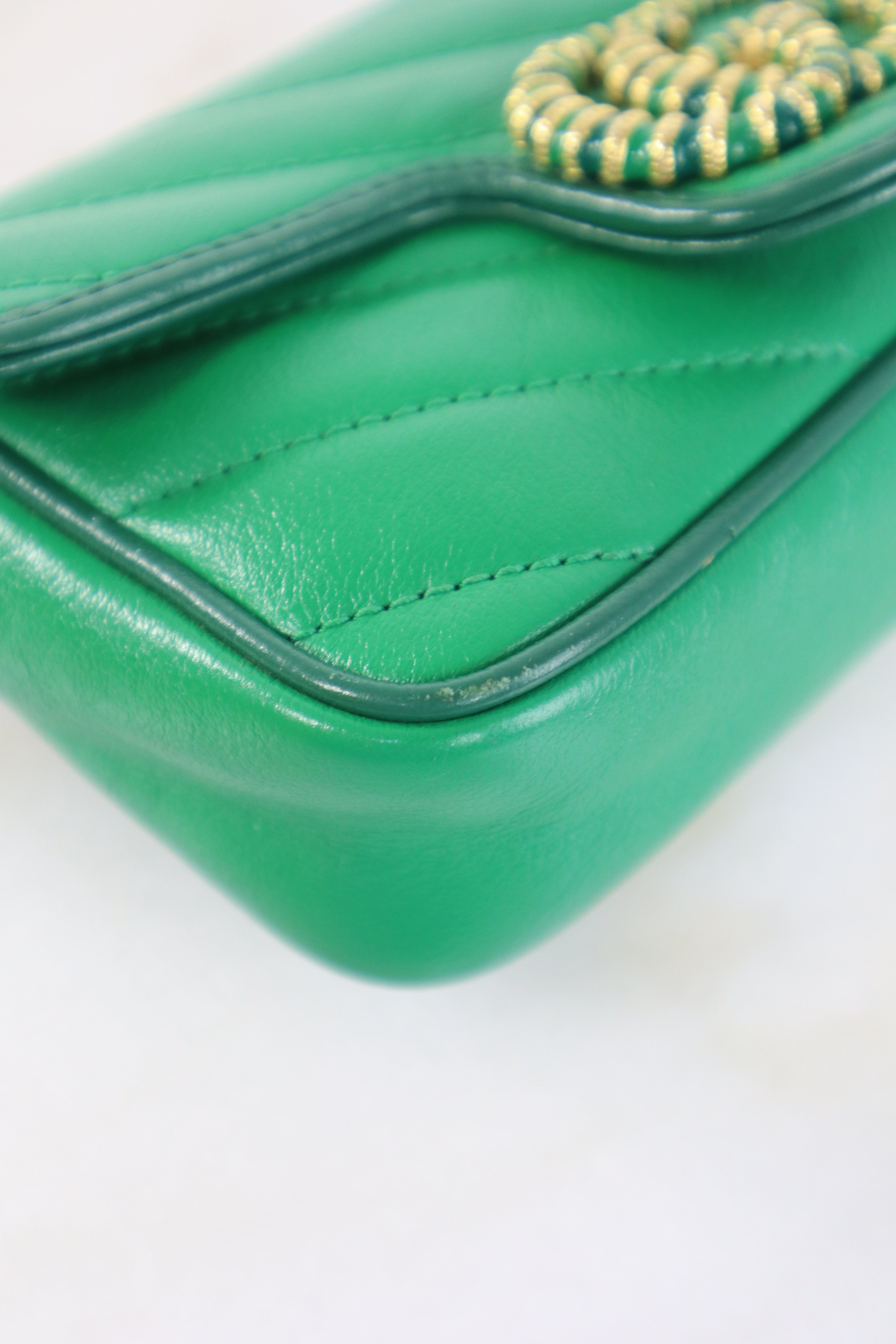 Gucci Green Azalea Enamel Marmont Super Small Bag
