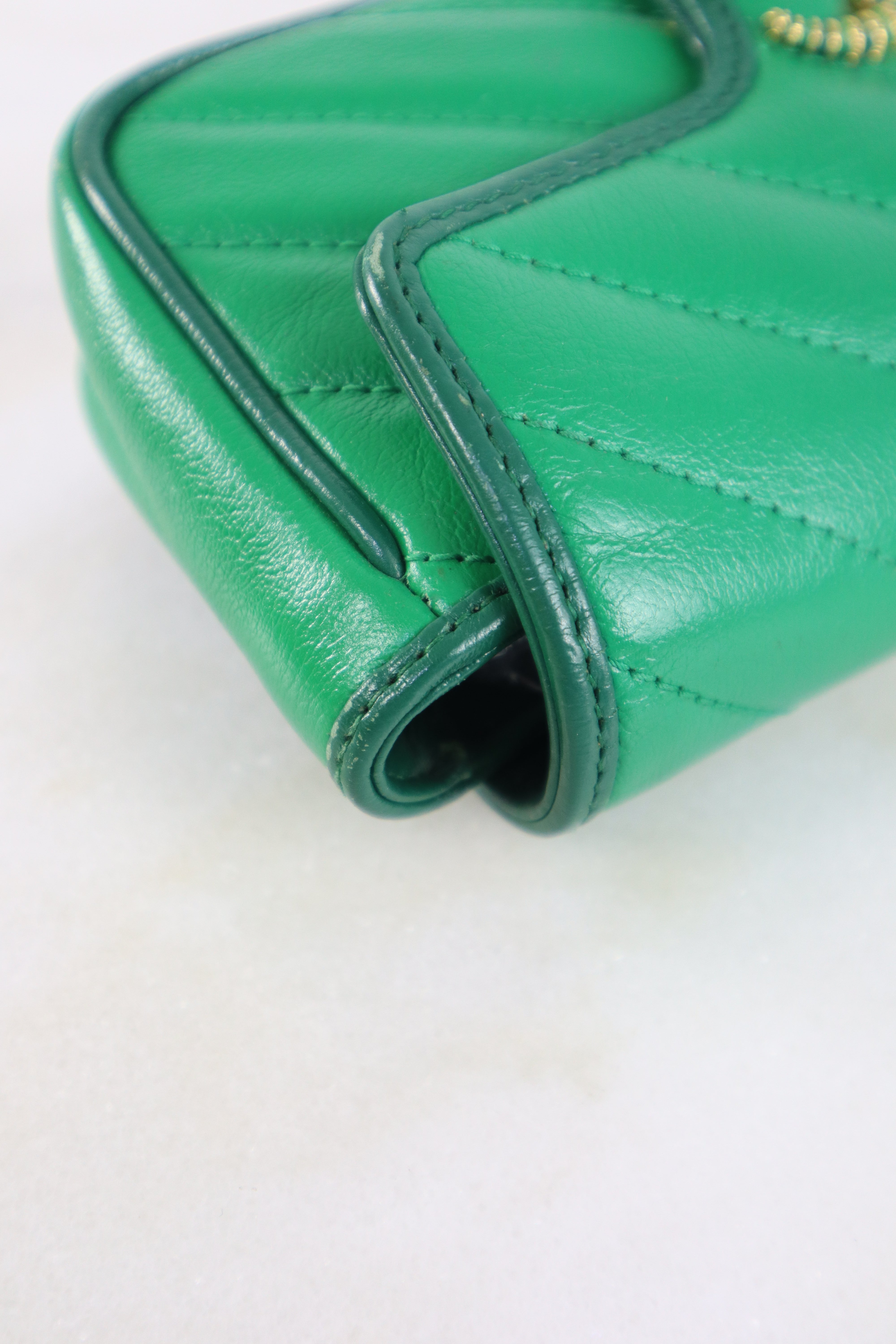 Gucci Green Azalea Enamel Marmont Super Small Bag