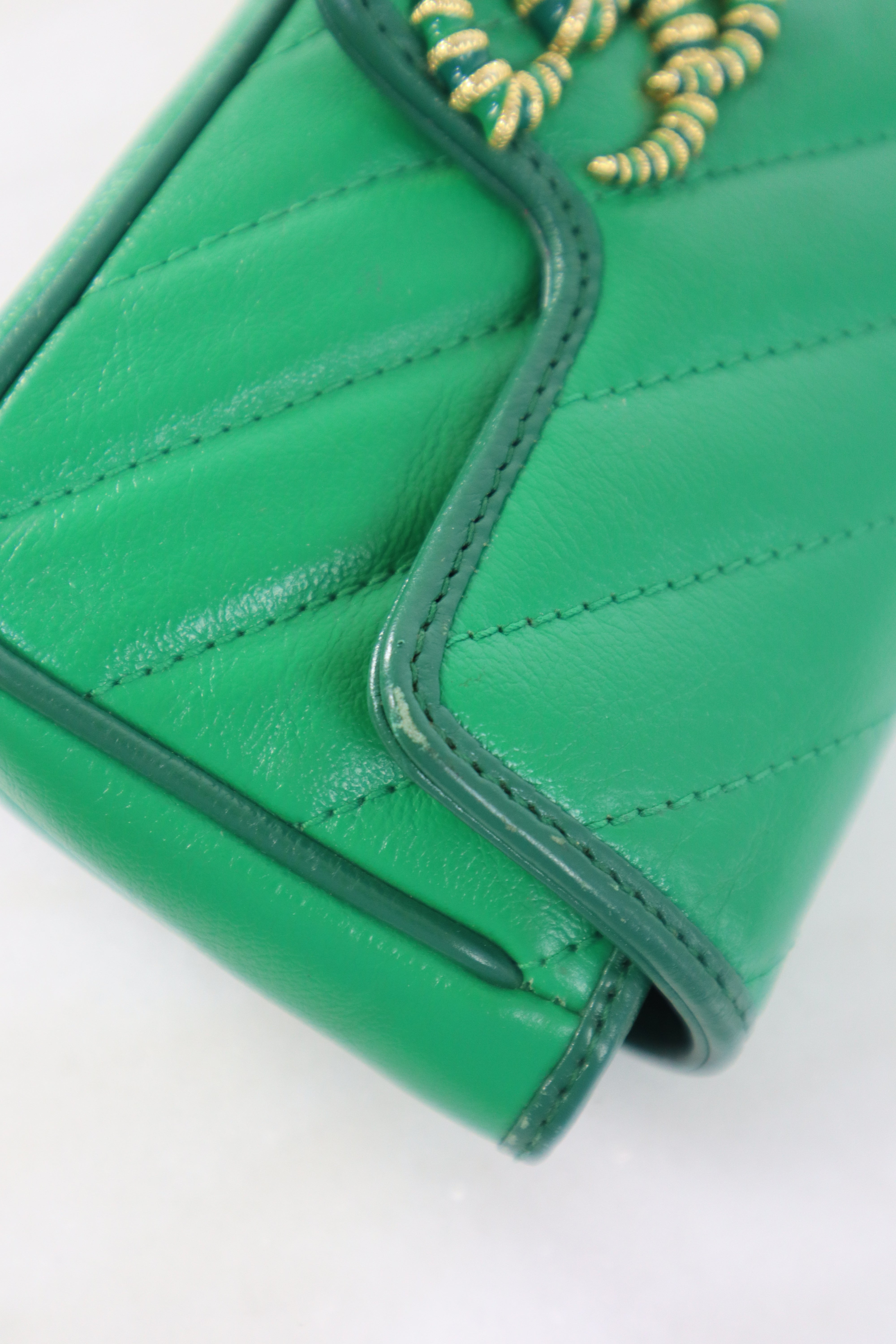 Gucci Green Azalea Enamel Marmont Super Small Bag