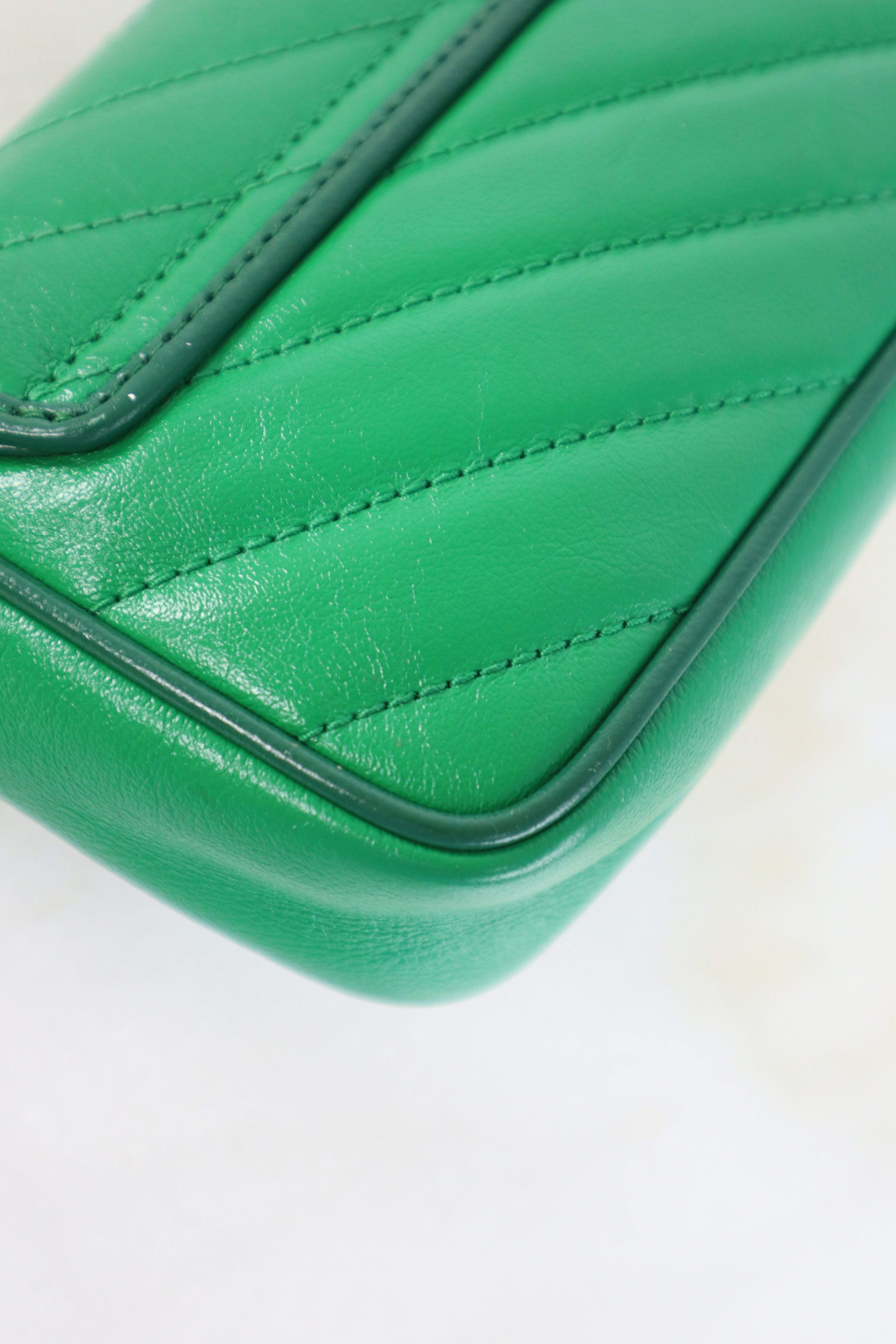 Gucci Green Azalea Enamel Marmont Super Small Bag