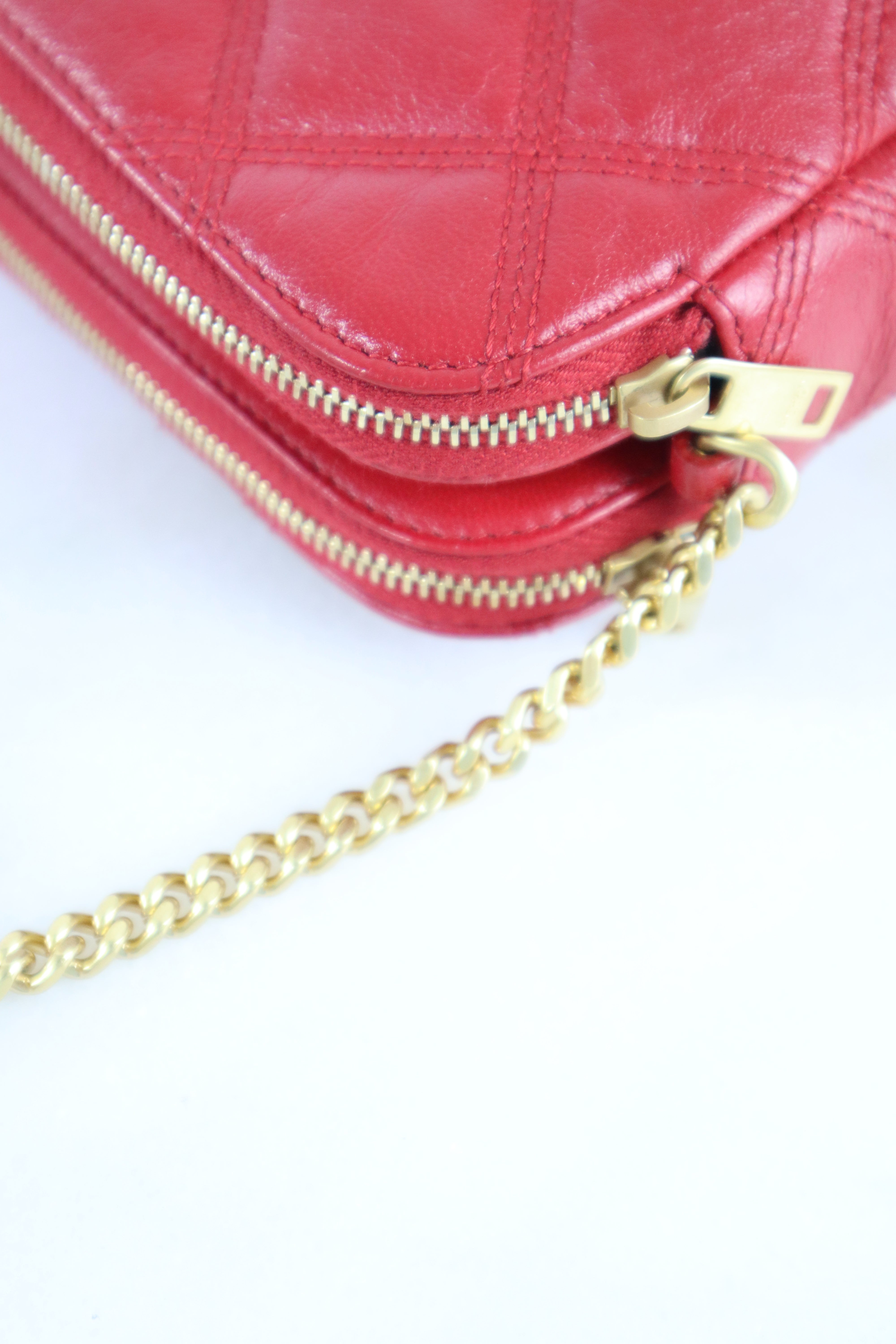YSL Red Becky Double Zip Bag