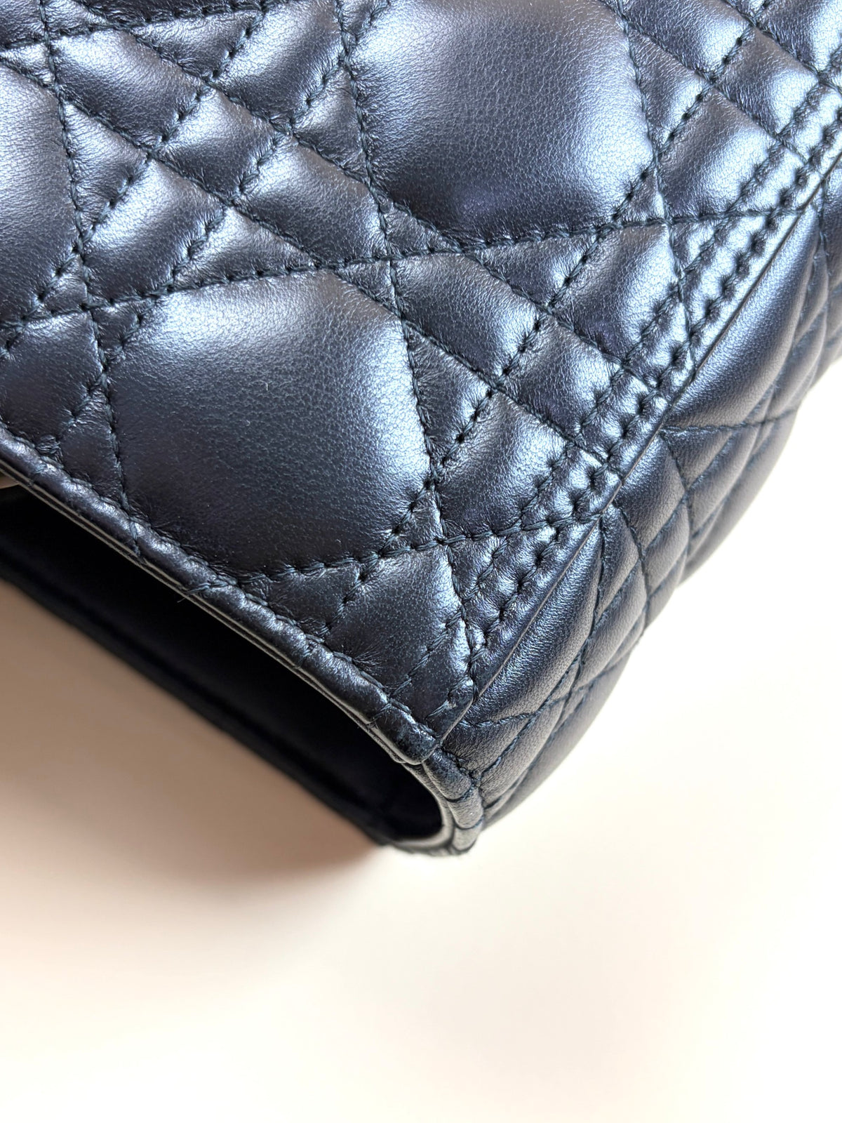 Christian Dior black cannage lambskin lady Dior large bag
