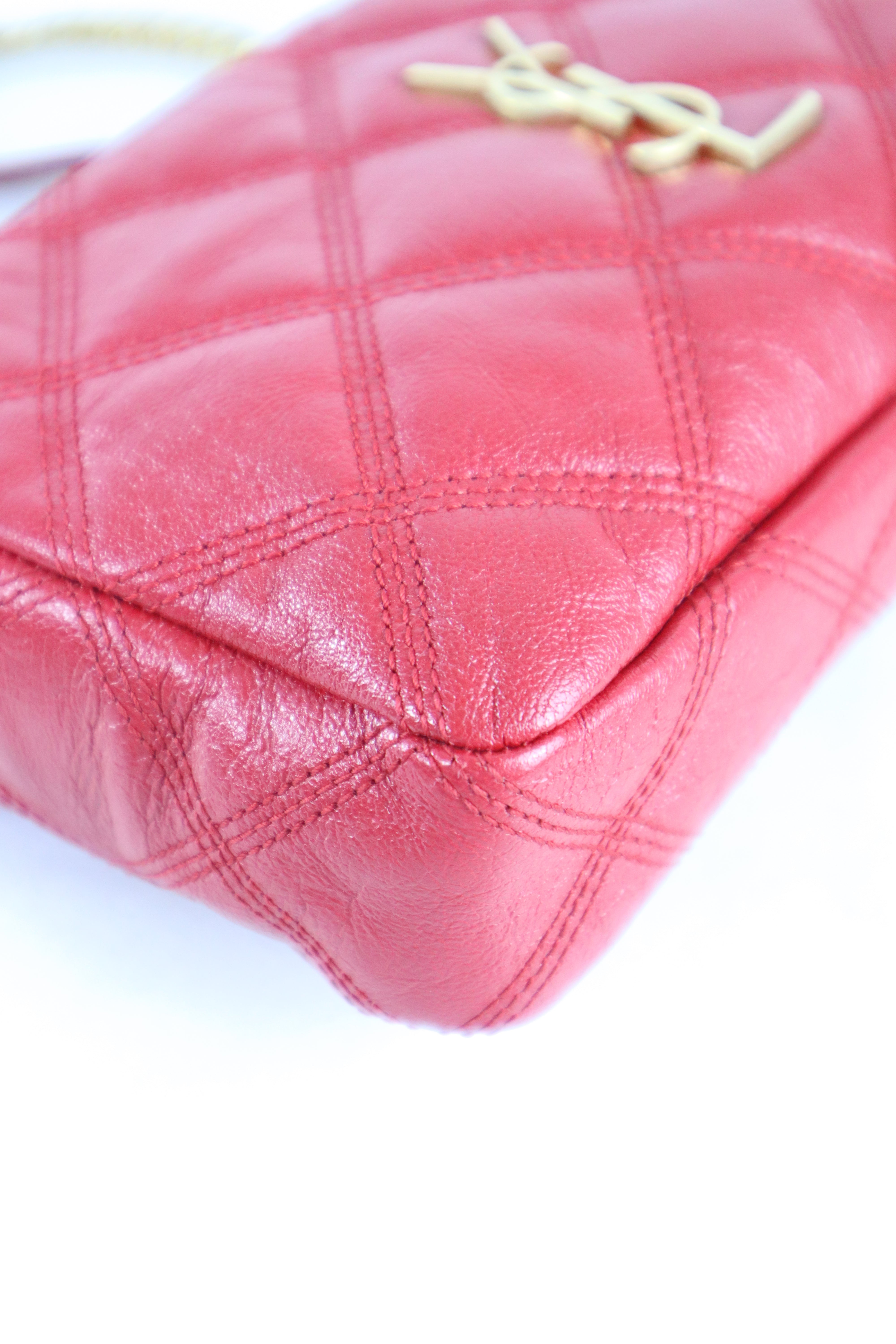 YSL Red Becky Double Zip Bag