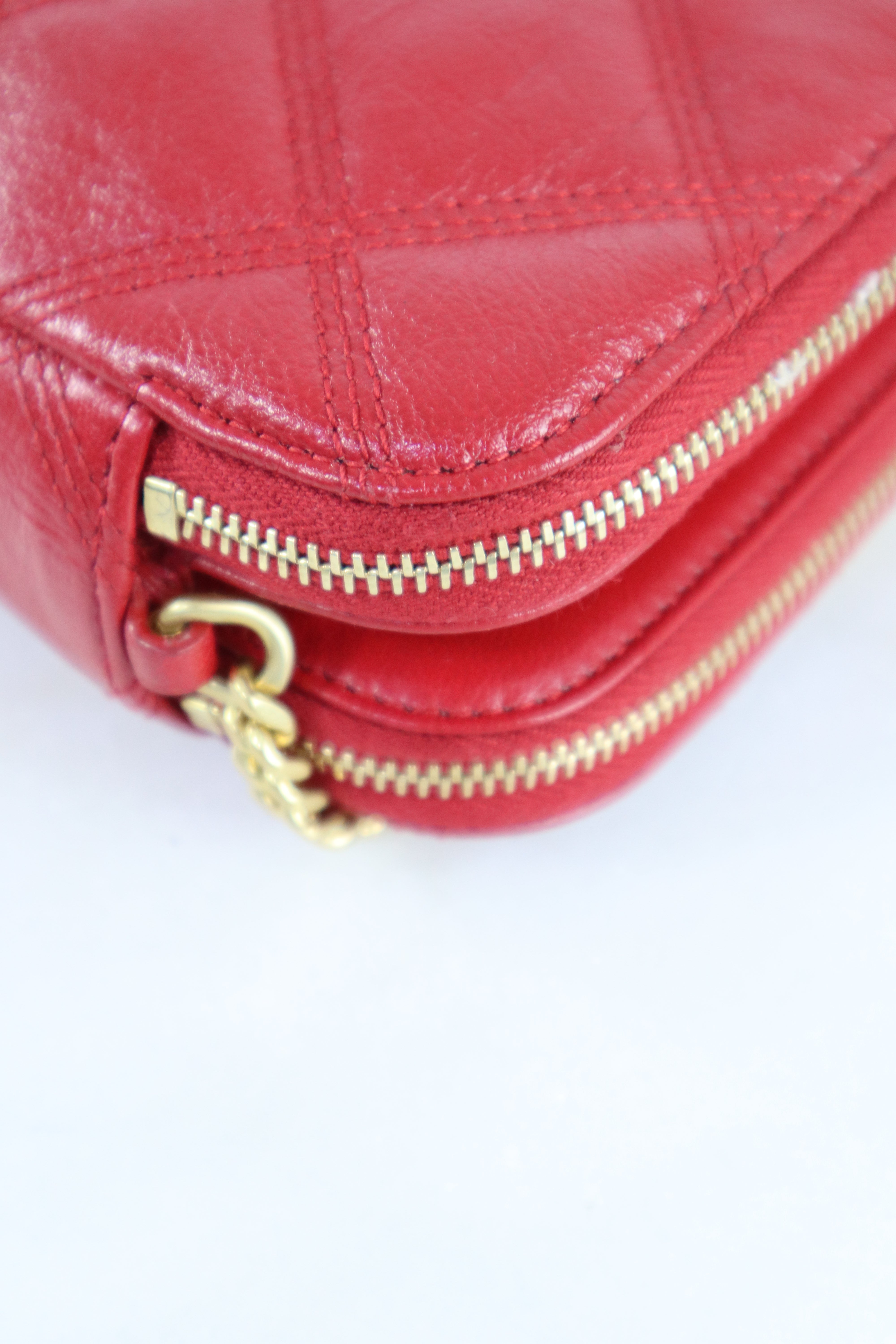 YSL Red Becky Double Zip Bag
